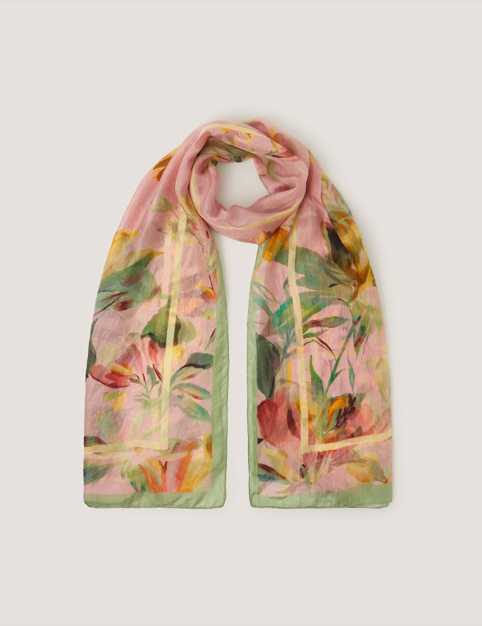 Pure Silk Floral Scarf - image 1