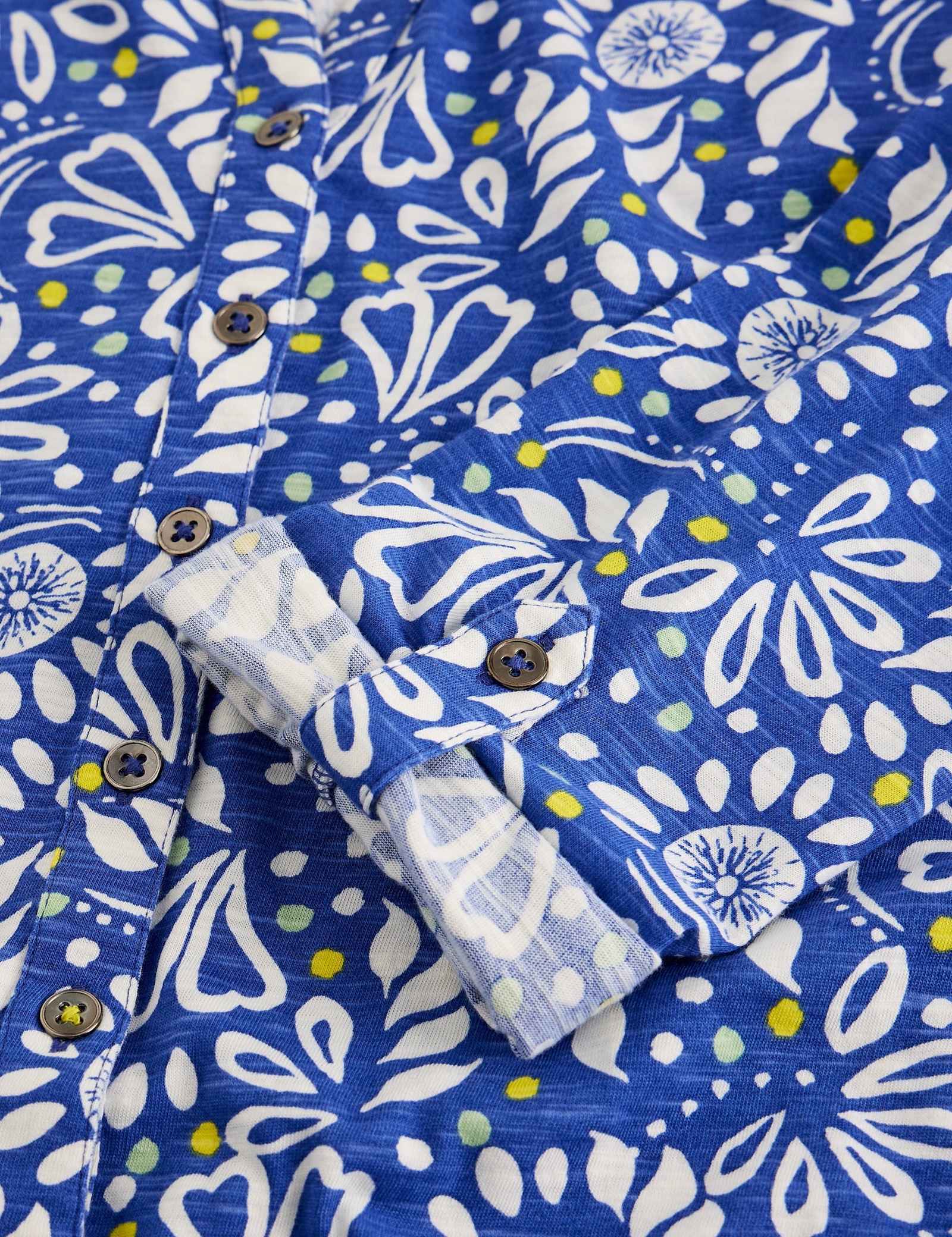Pure Cotton Jersey Floral Button Through Shirt - image 4