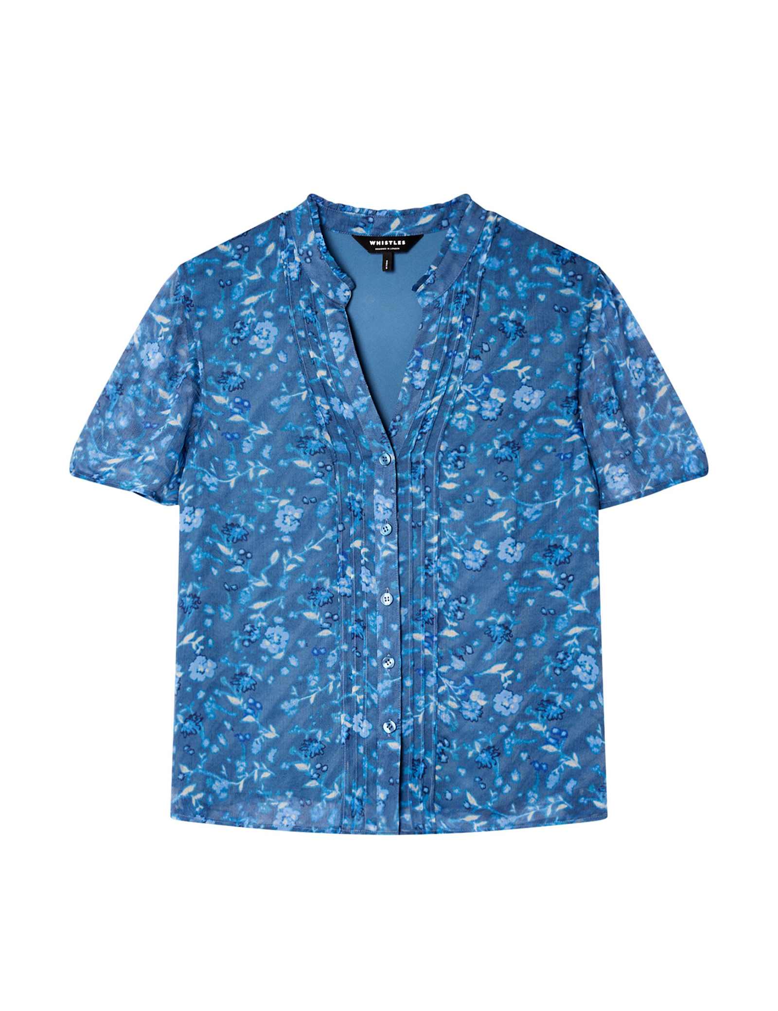 Floral Textured V-Neck Pintuck Blouse - image 1