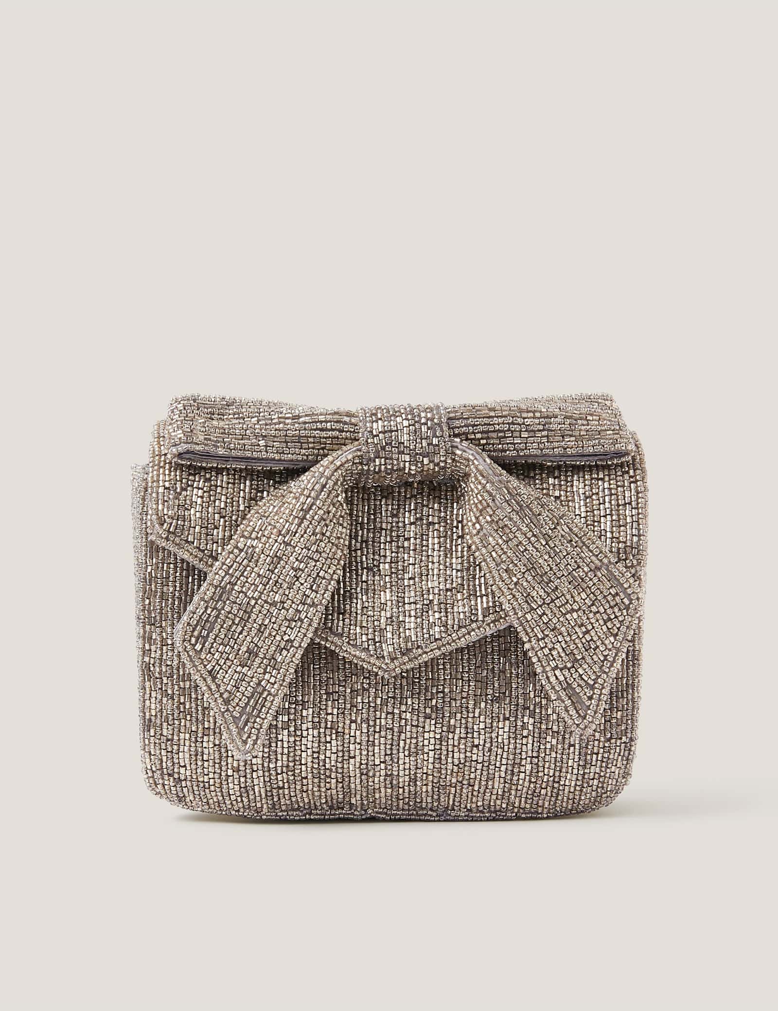 Beaded Bow Chain Strap Clutch Bag - image 1