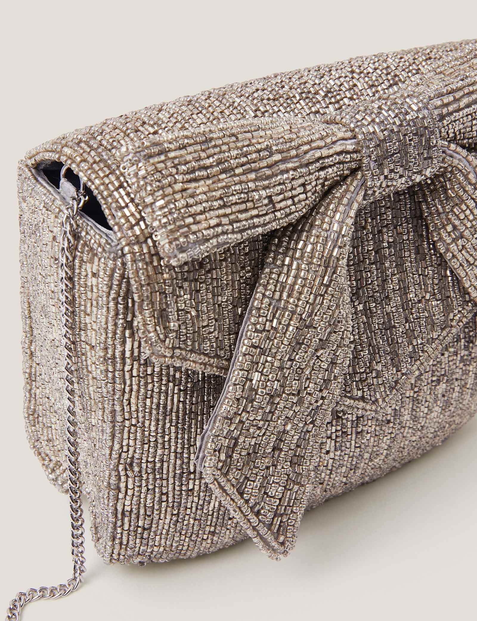 Beaded Bow Chain Strap Clutch Bag - image 3