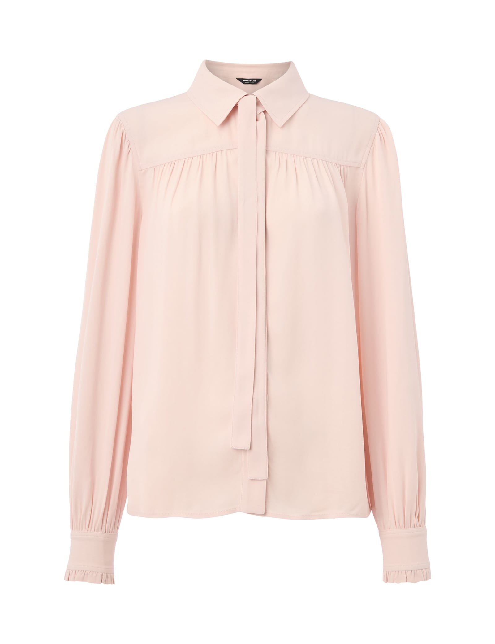 Crepe Tie Neck Button Through Blouse - image 1
