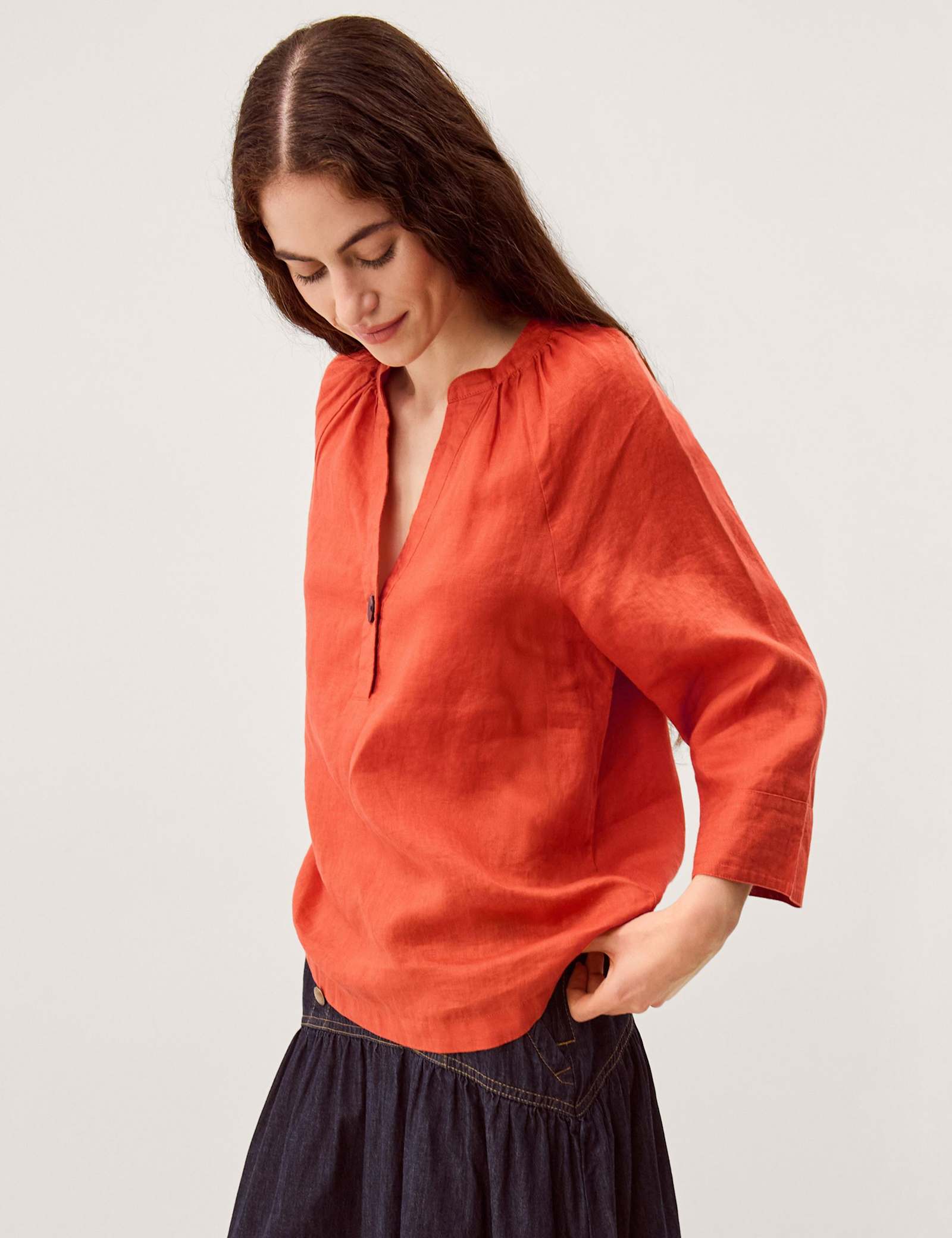 Pure Linen V-Neck Top - image 1