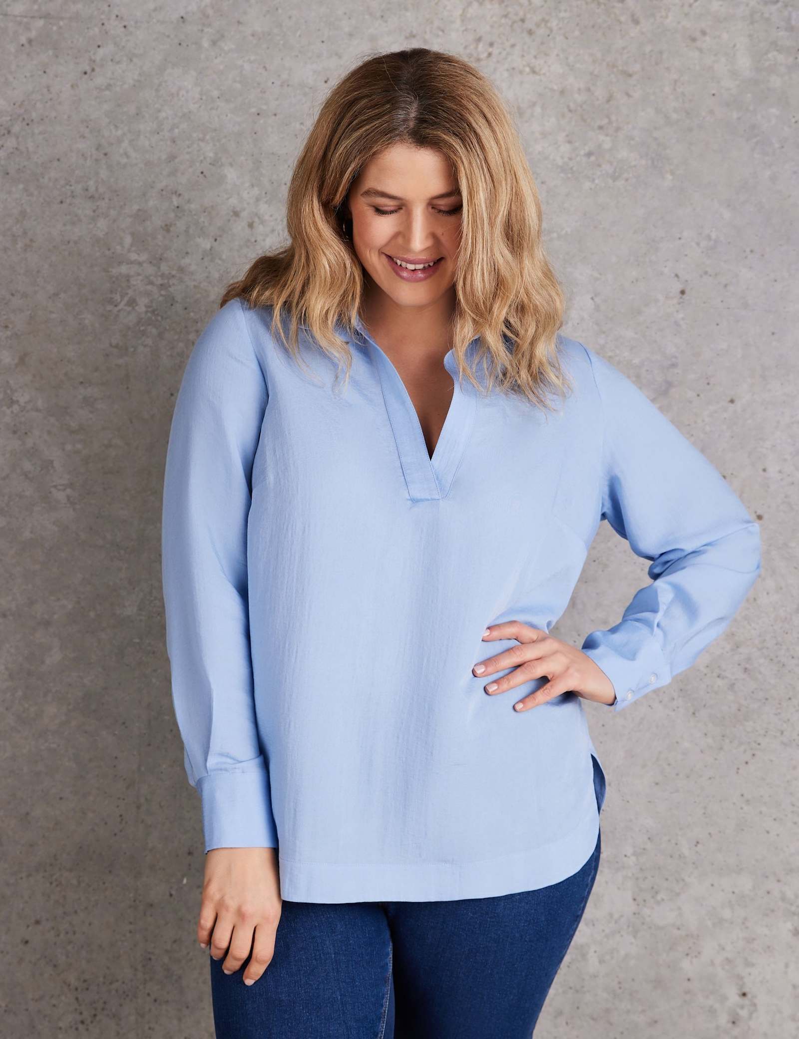 Collared V-Neck Popover Shirt - image 3