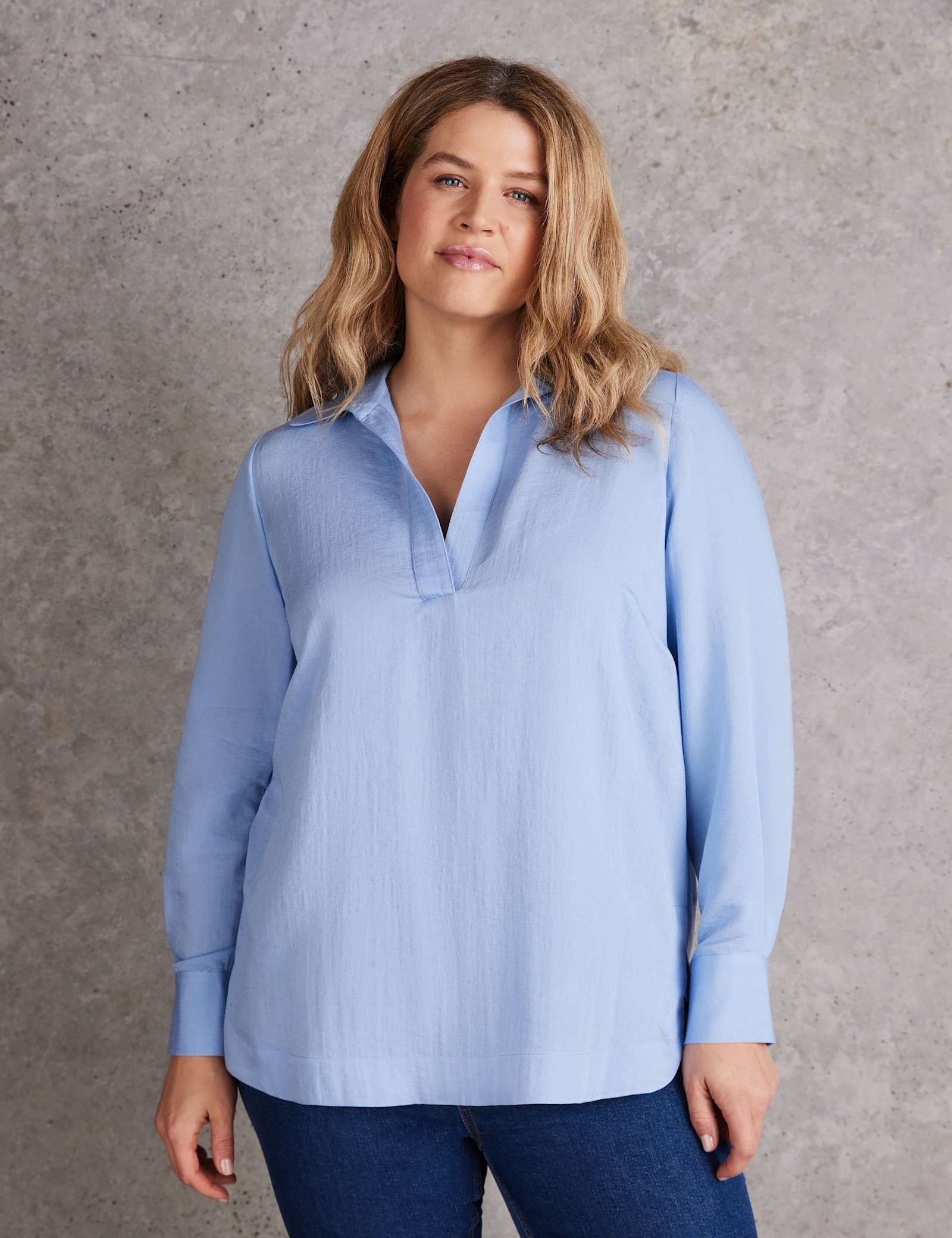 Collared V-Neck Popover Shirt - image 2