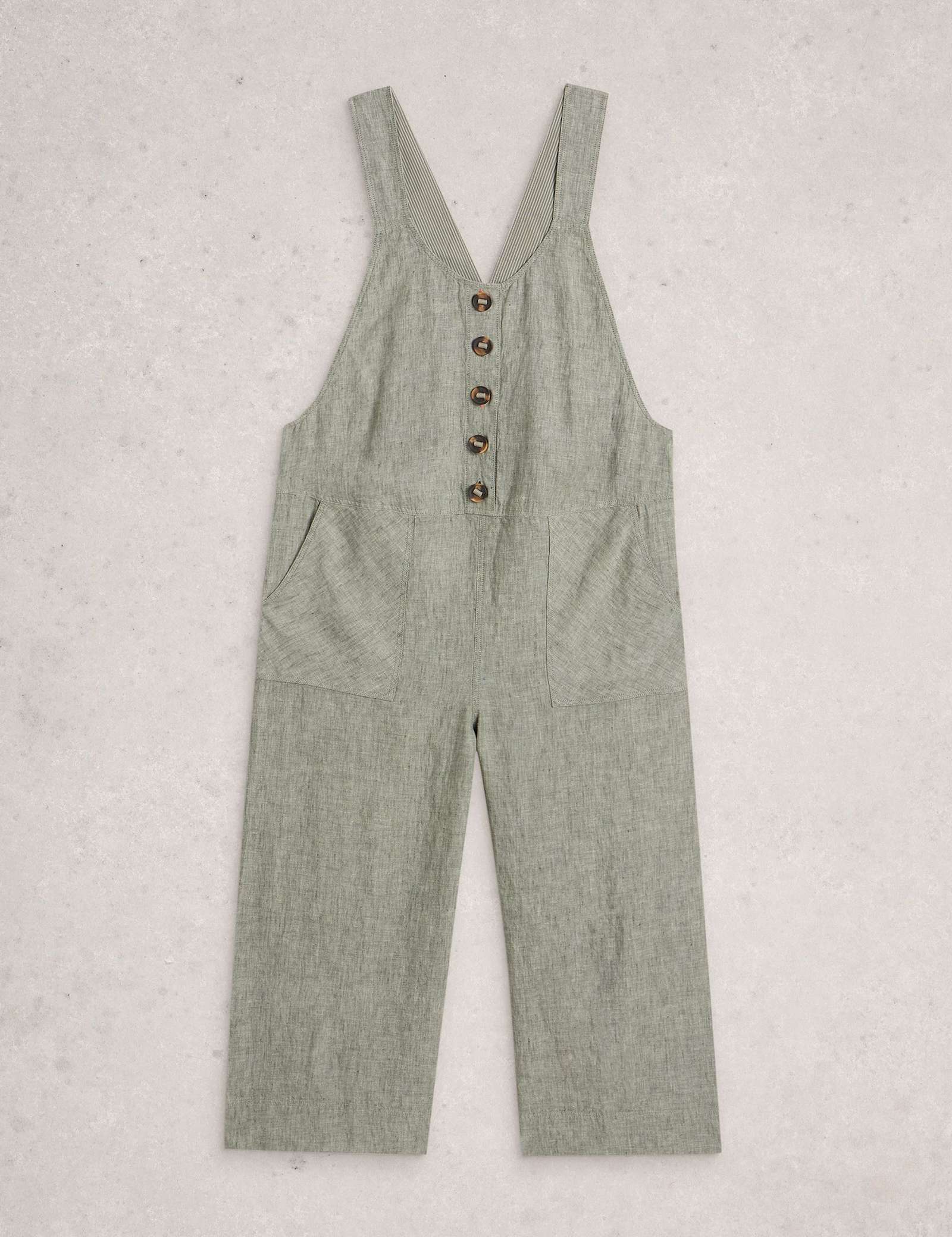 Pure Linen Sleeveless Ankle Grazer Dungarees - image 1