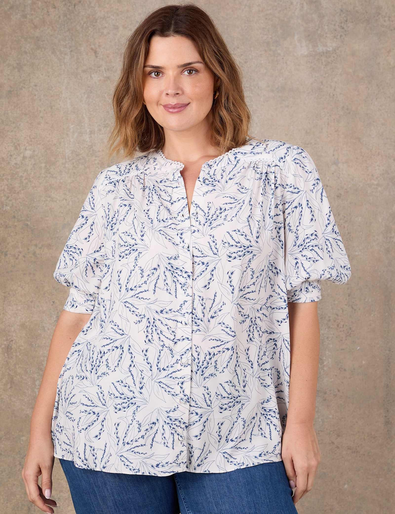Print Button Through Blouse - image 2