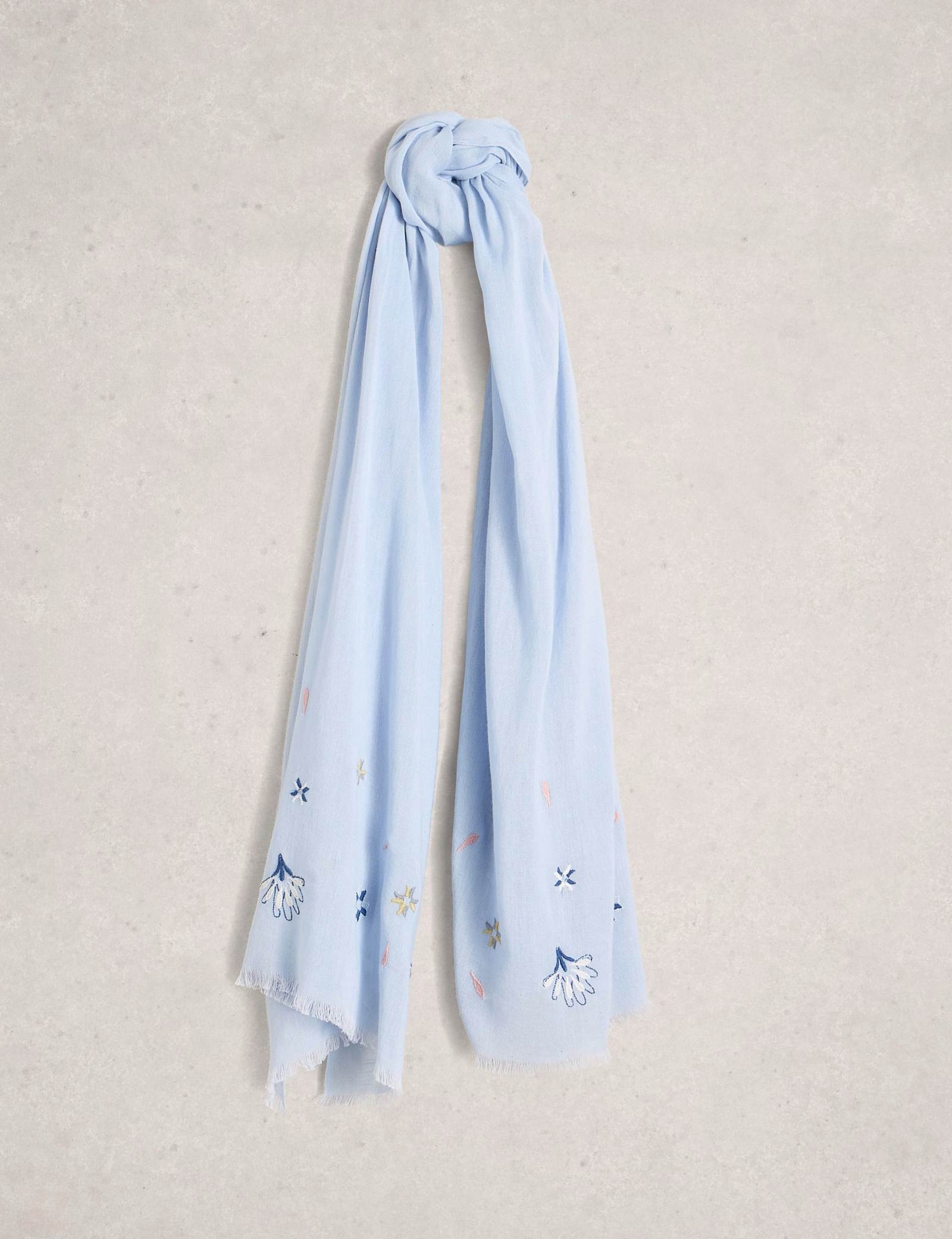 Cotton Blend Embroidered Scarf with Linen - image 1
