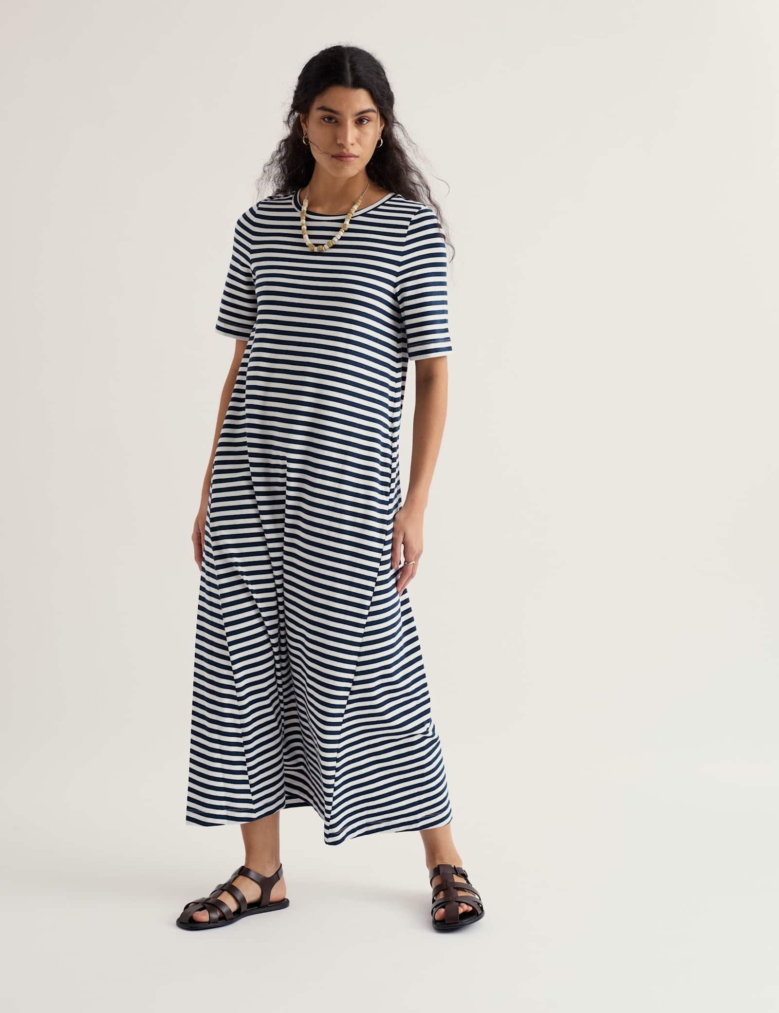 Pure Cotton Striped Round Neck T-Shirt Dress - image 2