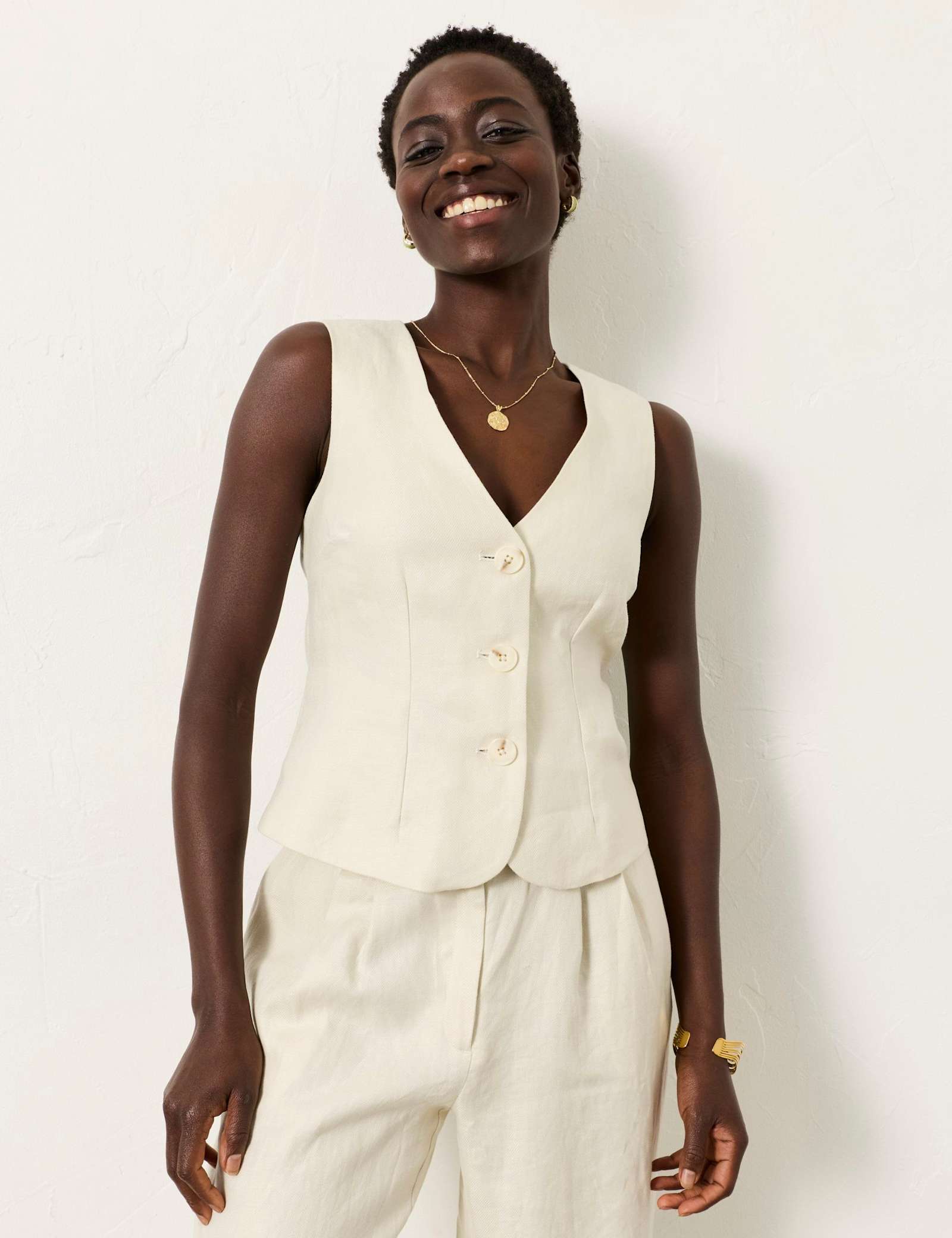 Pure Linen V-Neck Waistcoat - image 2