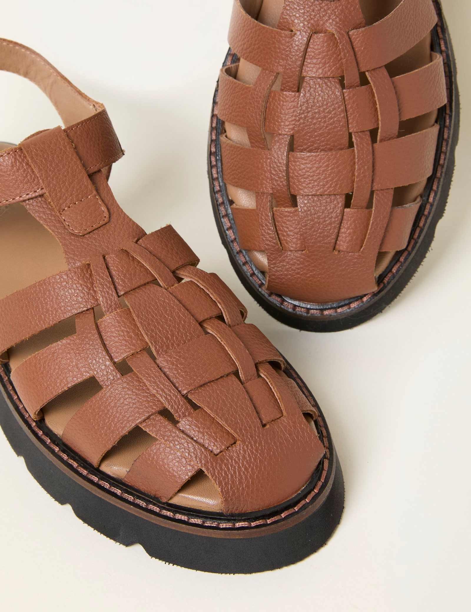 Leather Buckle Flat Gladiator Sandals - image 5