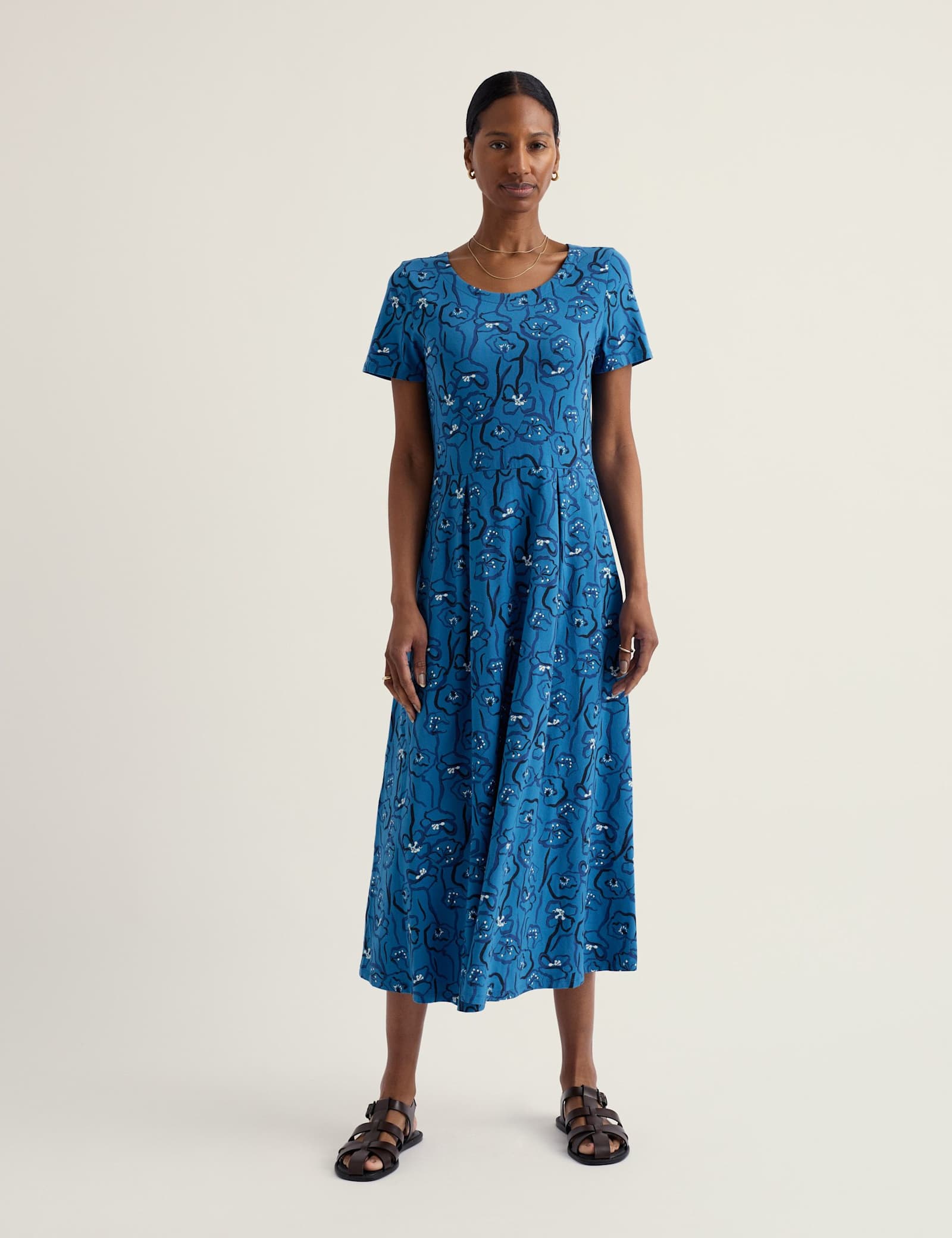 Cotton Rich Floral Midi Waisted Dress - image 2
