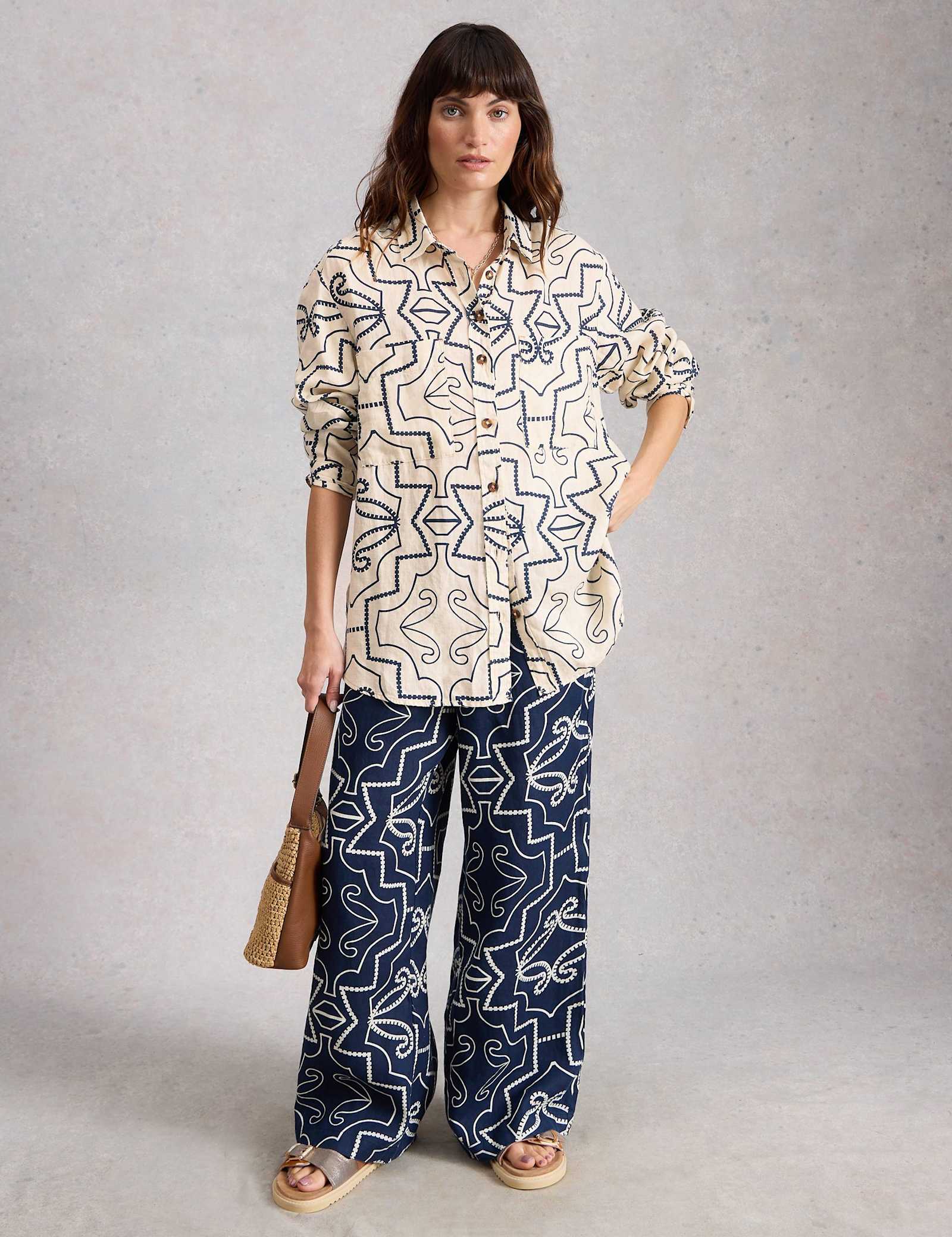 Pure Linen Printed Button Through Shirt - image 2