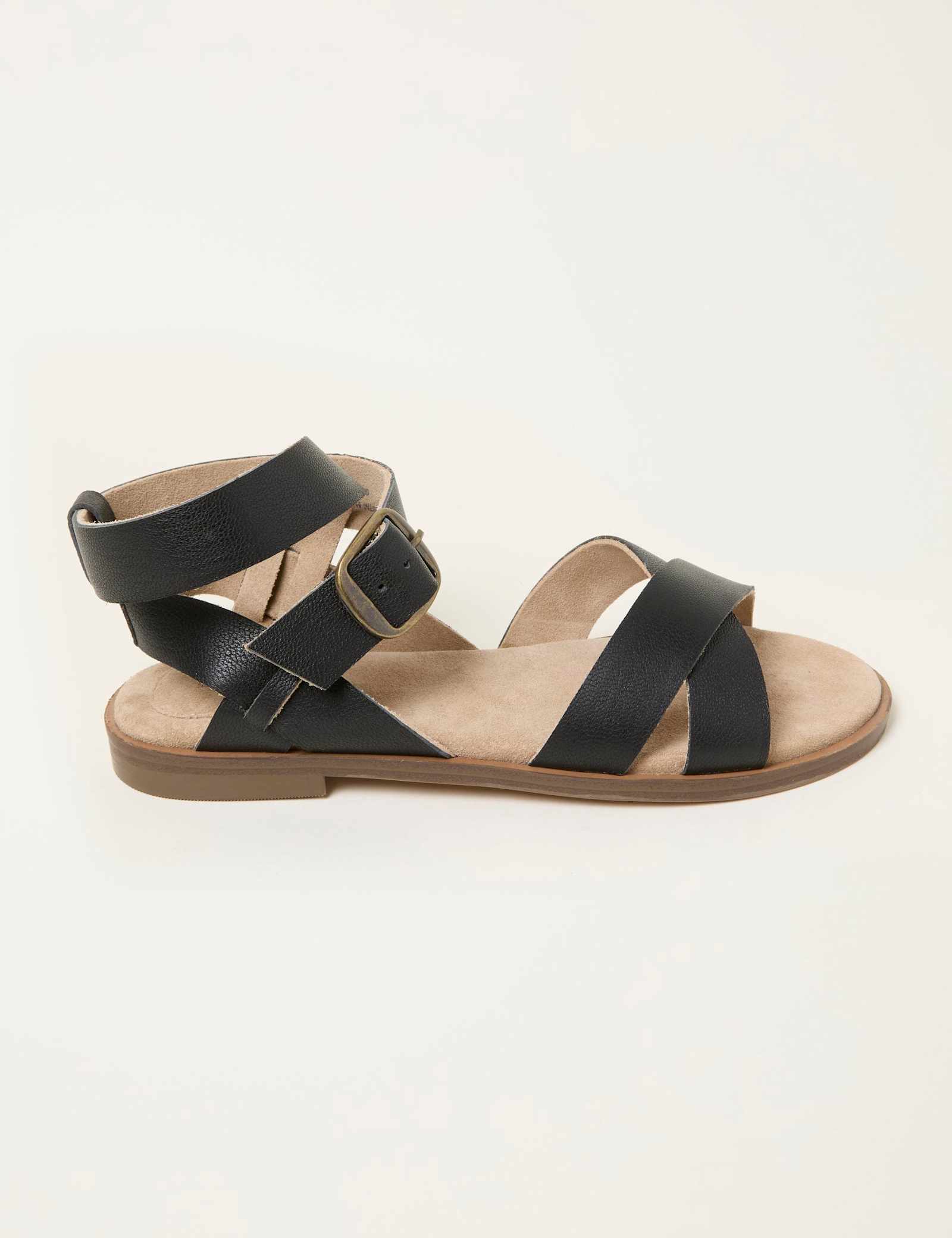 Leather Crossover Flatform Gladiator Sandals - image 1
