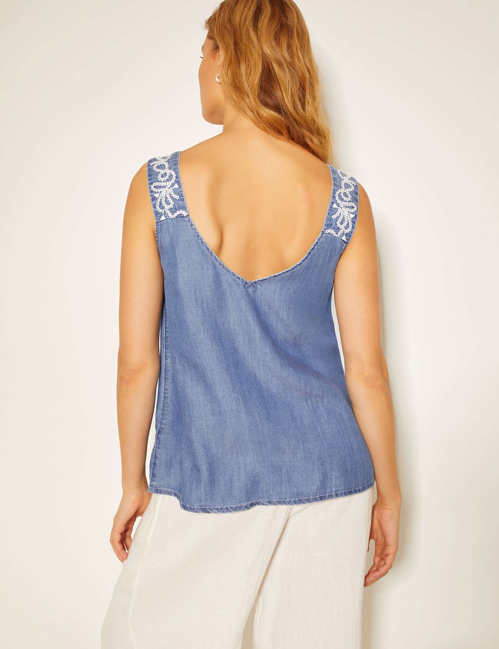 Embroidered V-Neck Cami Top - image 3