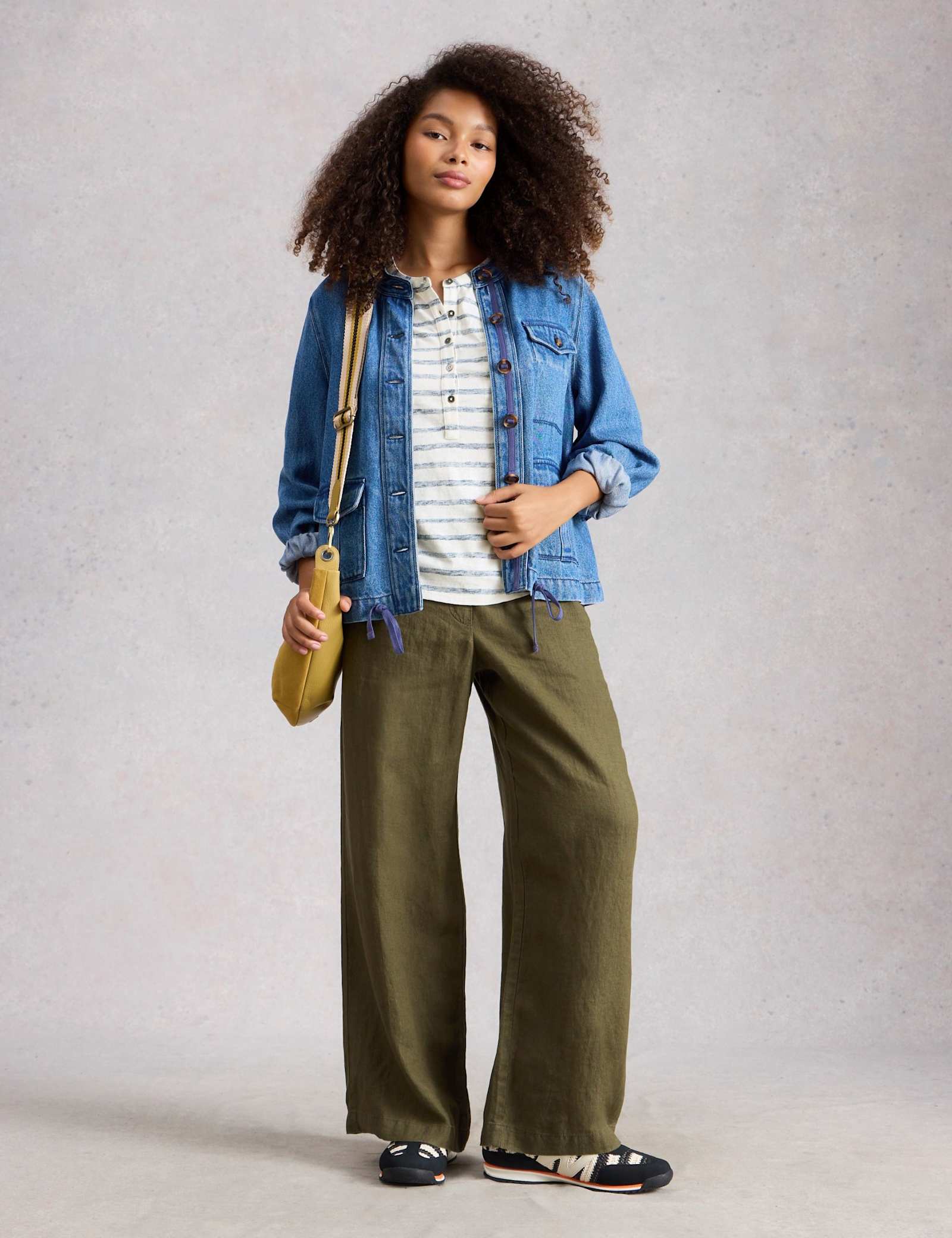 Pure Cotton Striped Collarless Shirt - image 2