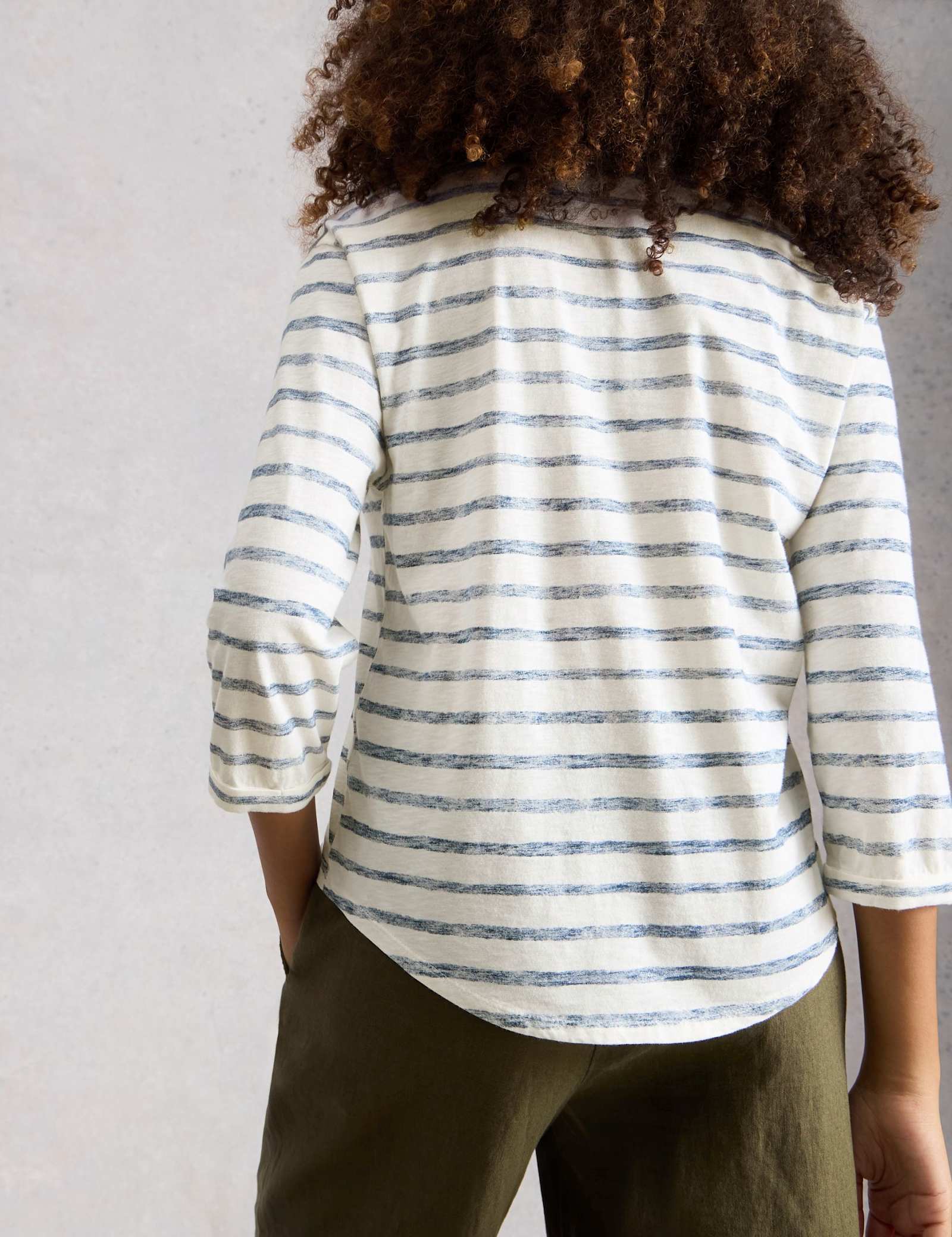 Pure Cotton Striped Collarless Shirt - image 5