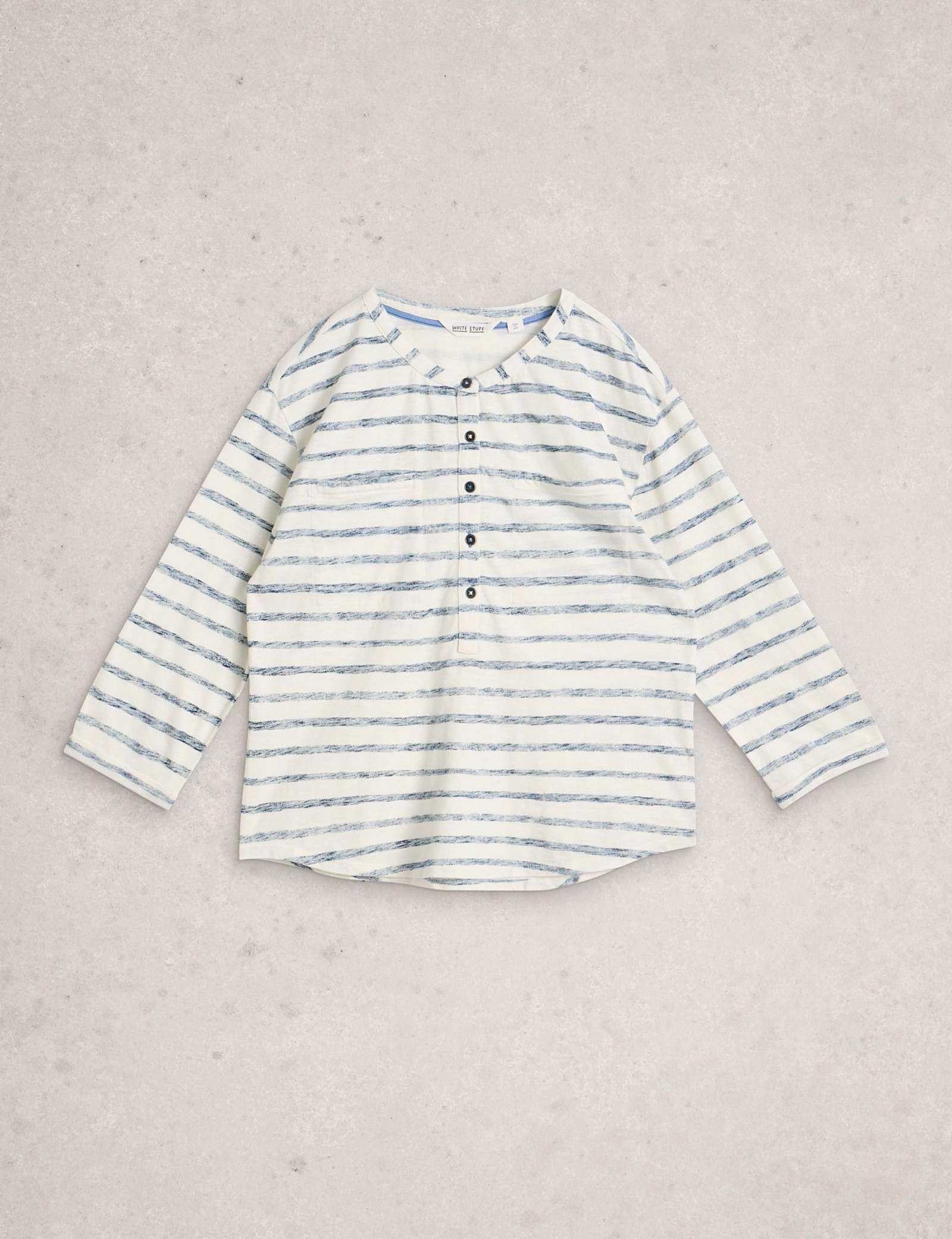 Pure Cotton Striped Collarless Shirt - image 1