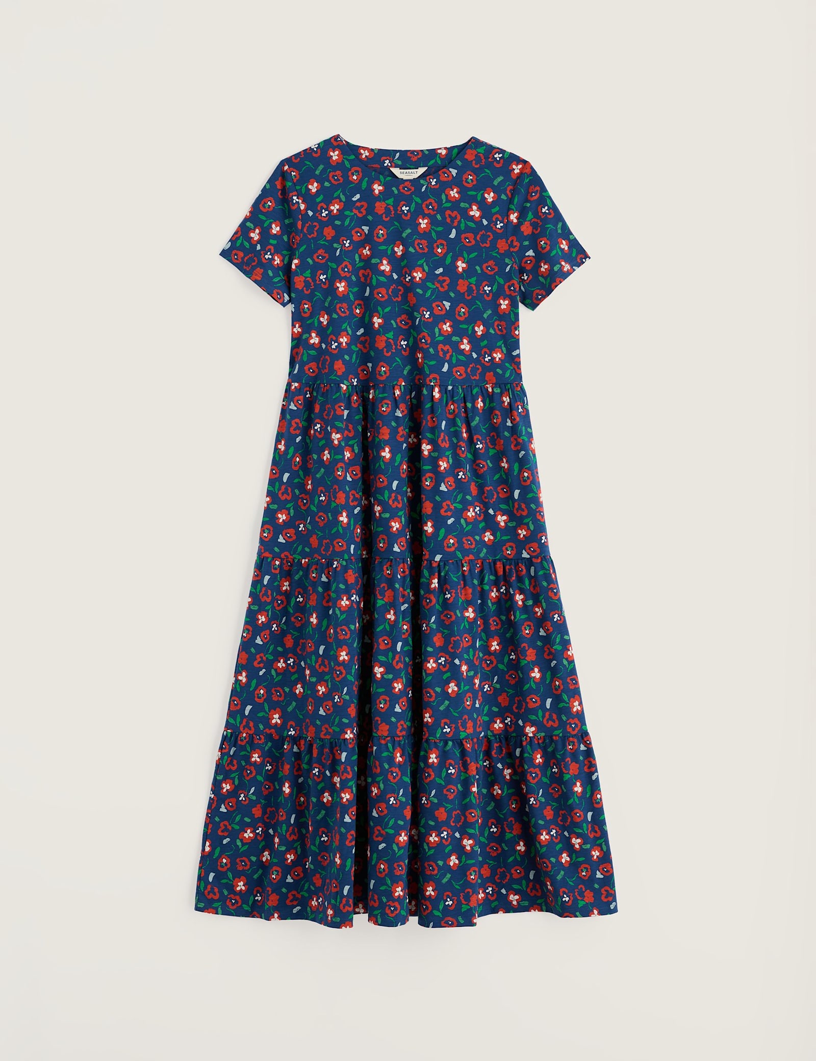 Pure Cotton Floral Midi Tiered Dress - image 1