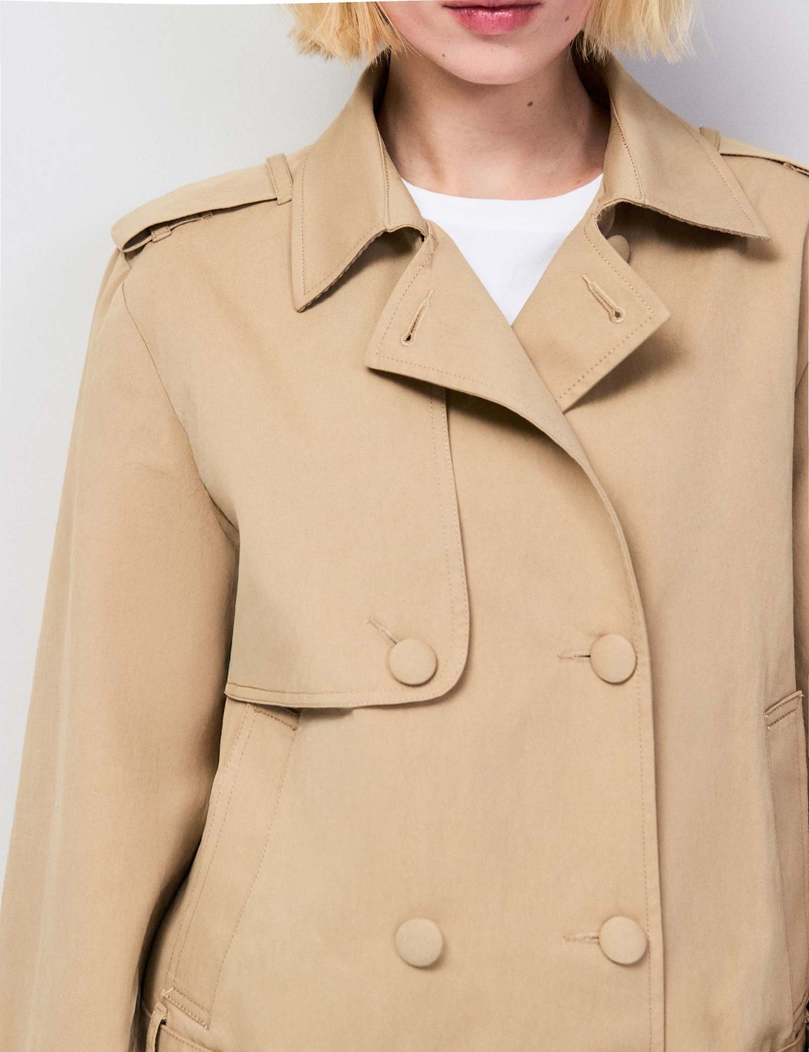 Cotton Rich Belted Cropped Trench Coat - image 3