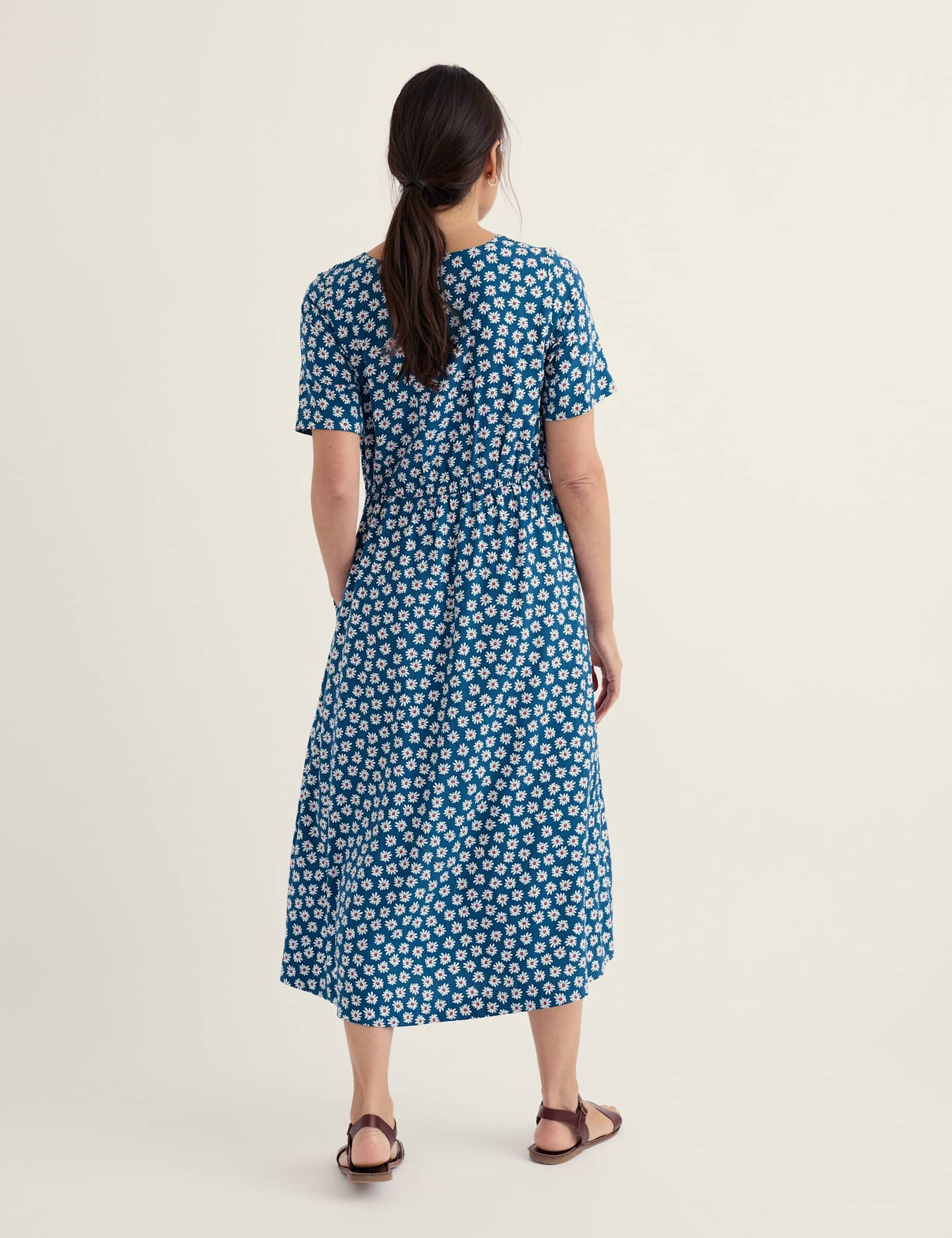 Floral Round Neck Midi Waisted Dress - image 3