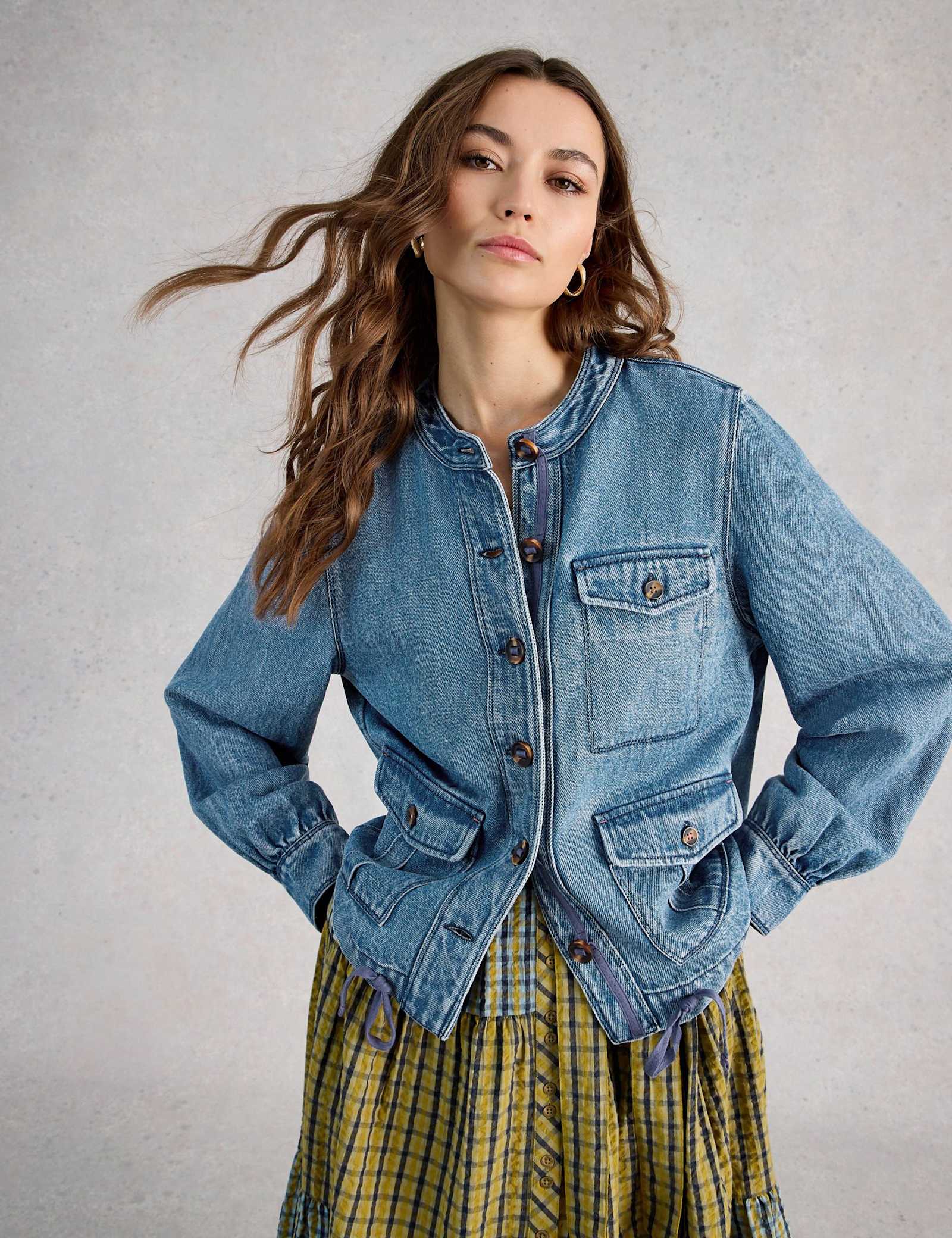Pure Lyocell Collarless Utility Jacket - image 5