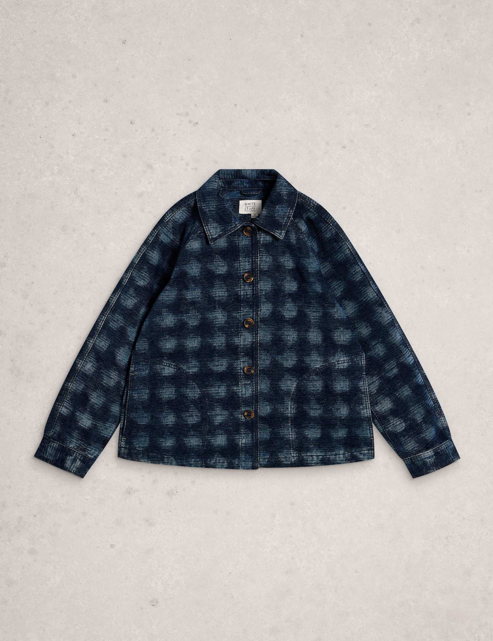 Denim Jacquard Collared Jacket - image 1
