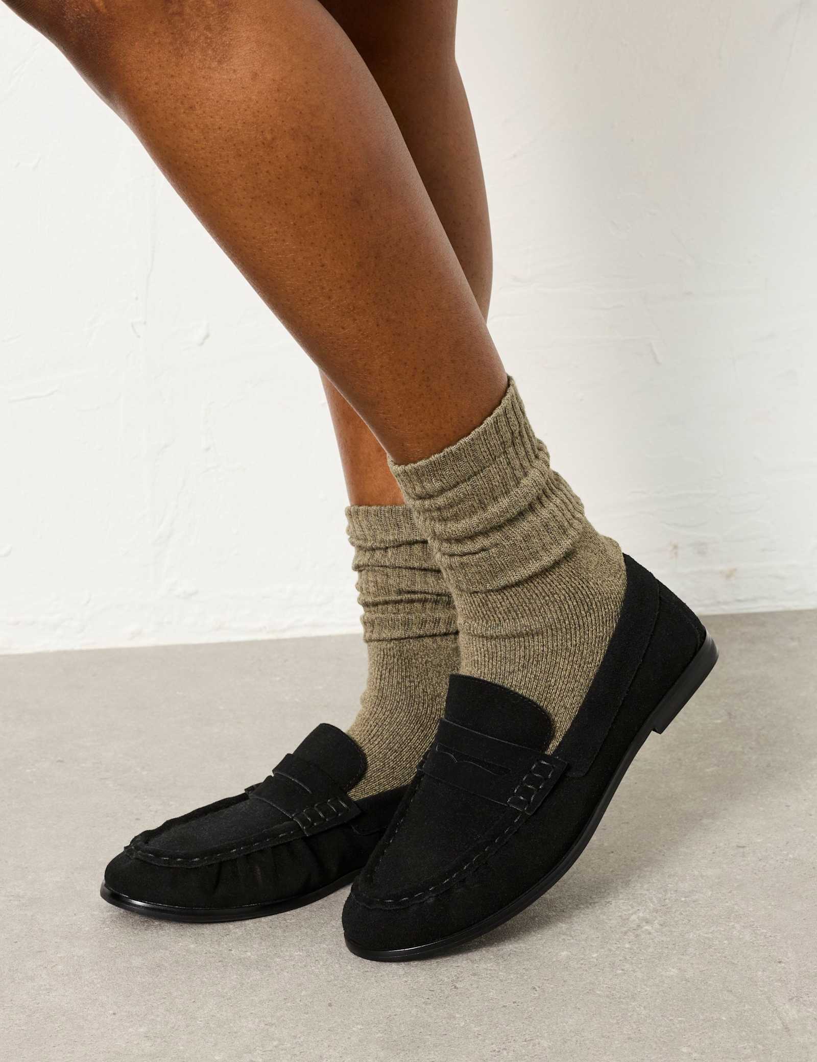 Suede Slip On Flat Loafers - image 3