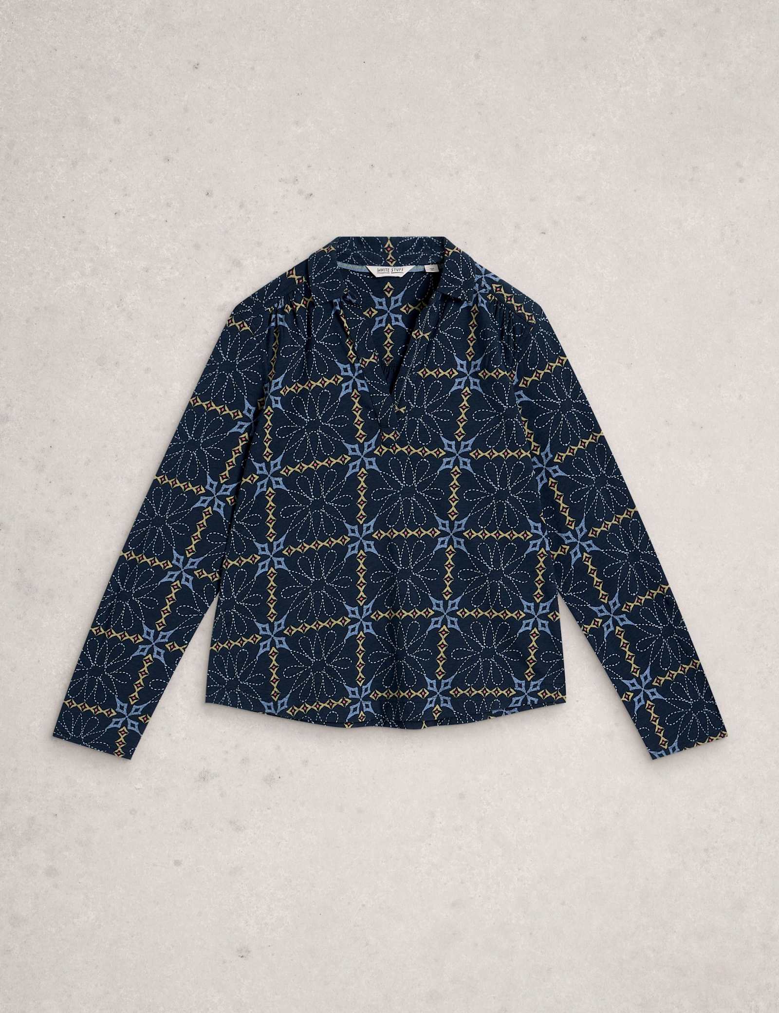 Pure Cotton Geometric Embroidered Shirt - image 1
