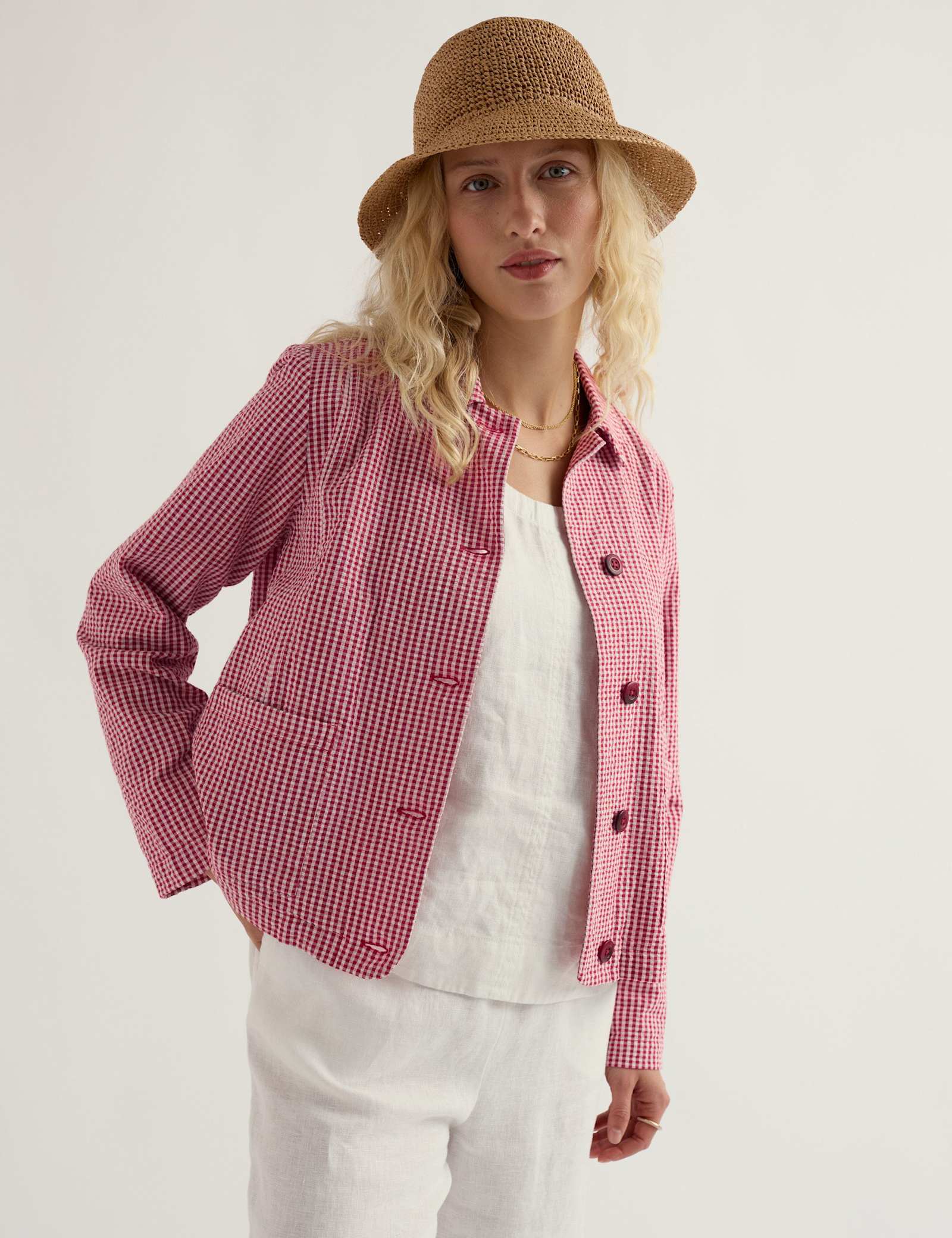 Pure Cotton Checked Collared Shacket - image 5