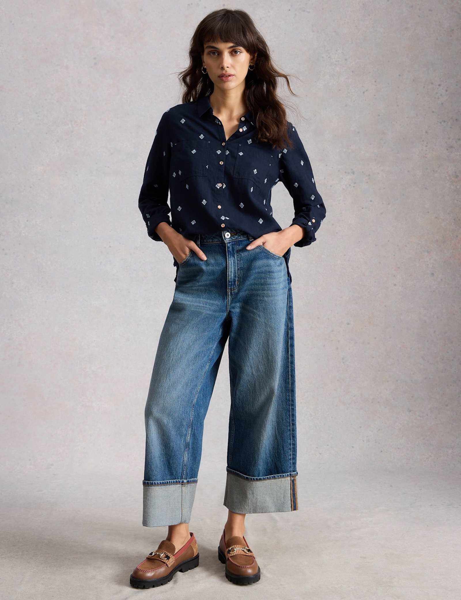 Pure Cotton Embroidered Collared Shirt - image 3