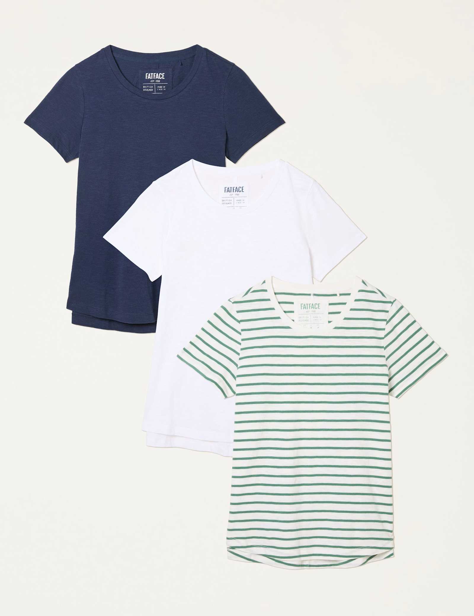 3 Pack Pure Cotton Striped T-Shirts - image 1