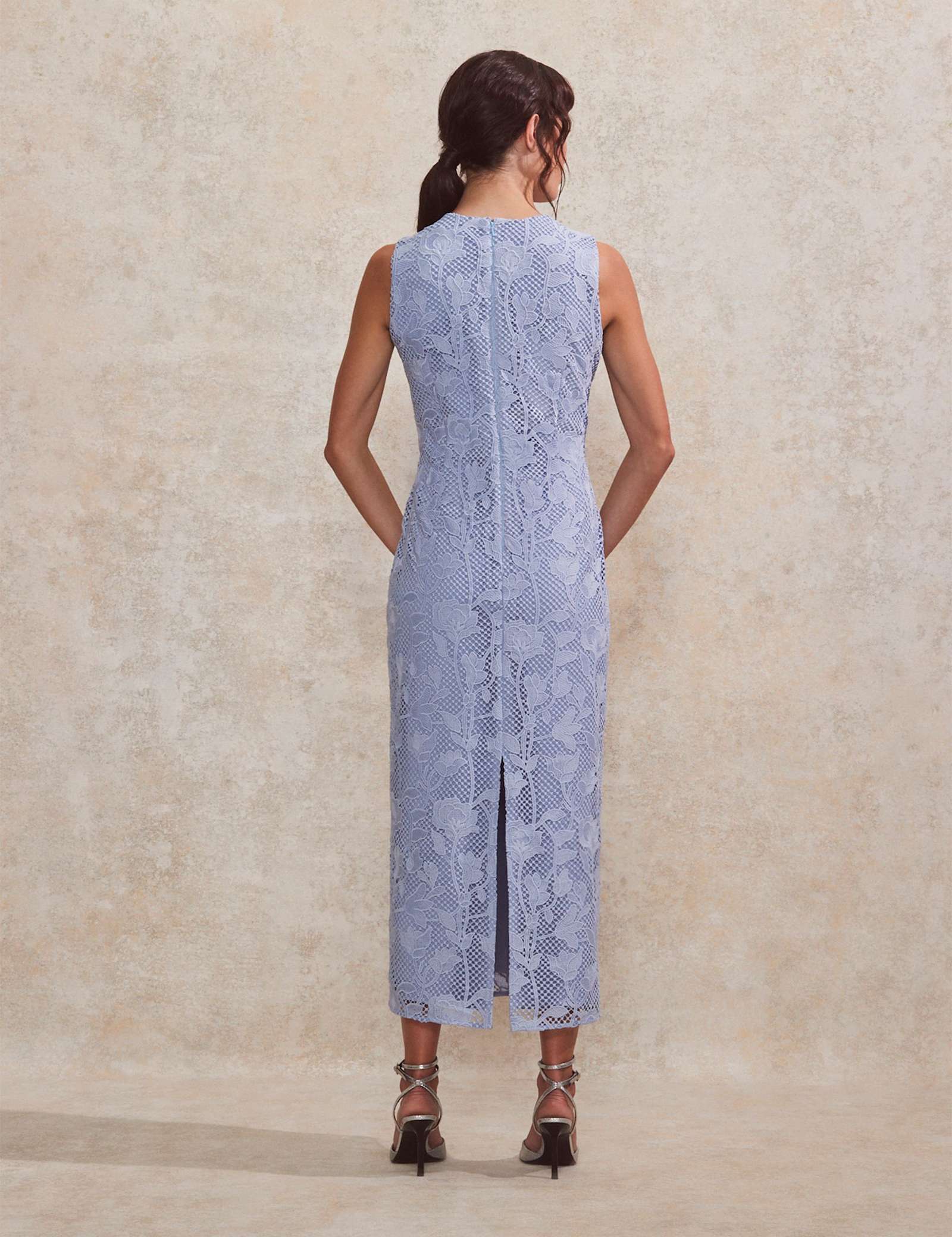 Lace Textured High Neck Midaxi Column Dress - image 4