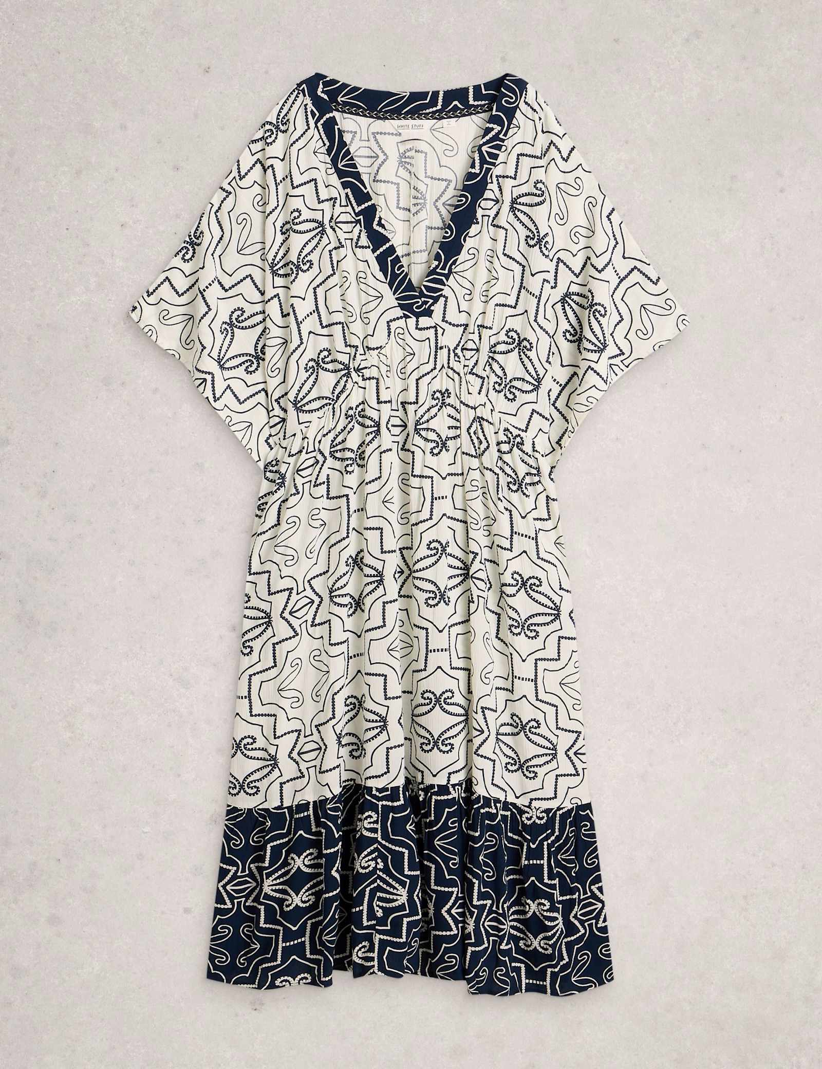Printed V-Neck Midi Beach Dress - image 1