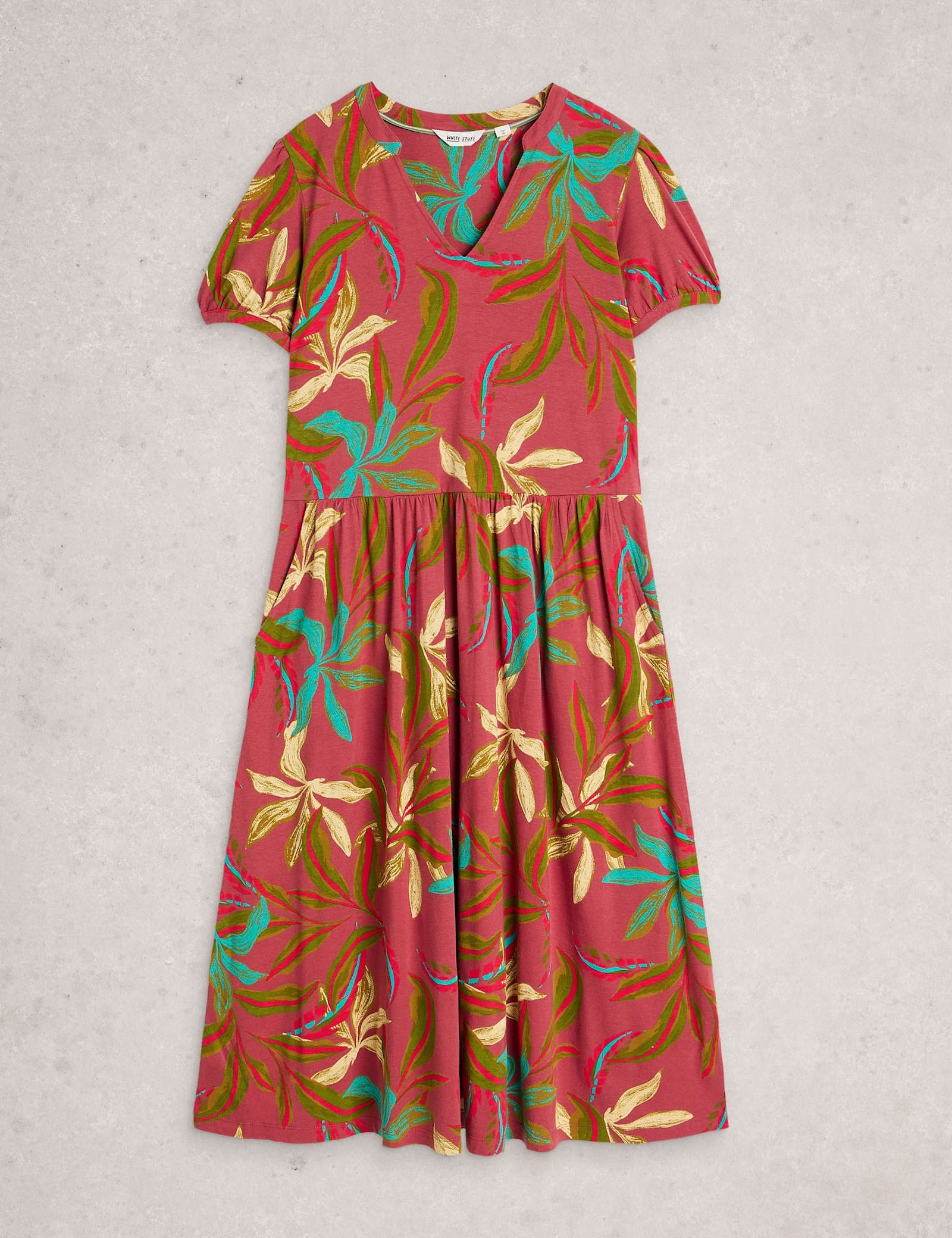 Floral Notch Neck Midi Waisted Dress - image 1
