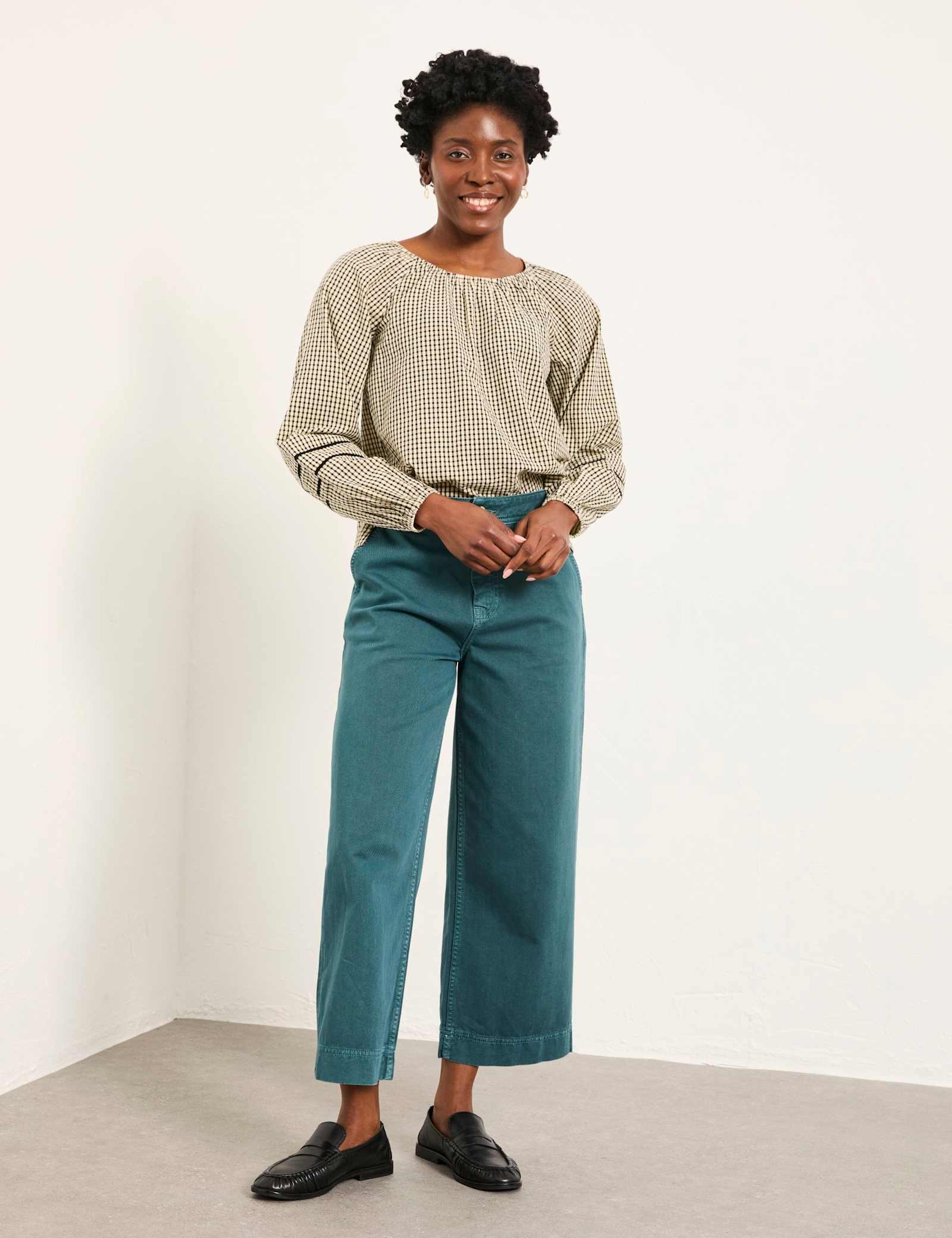 Pure Cotton Wide Leg Cropped Trousers - image 3