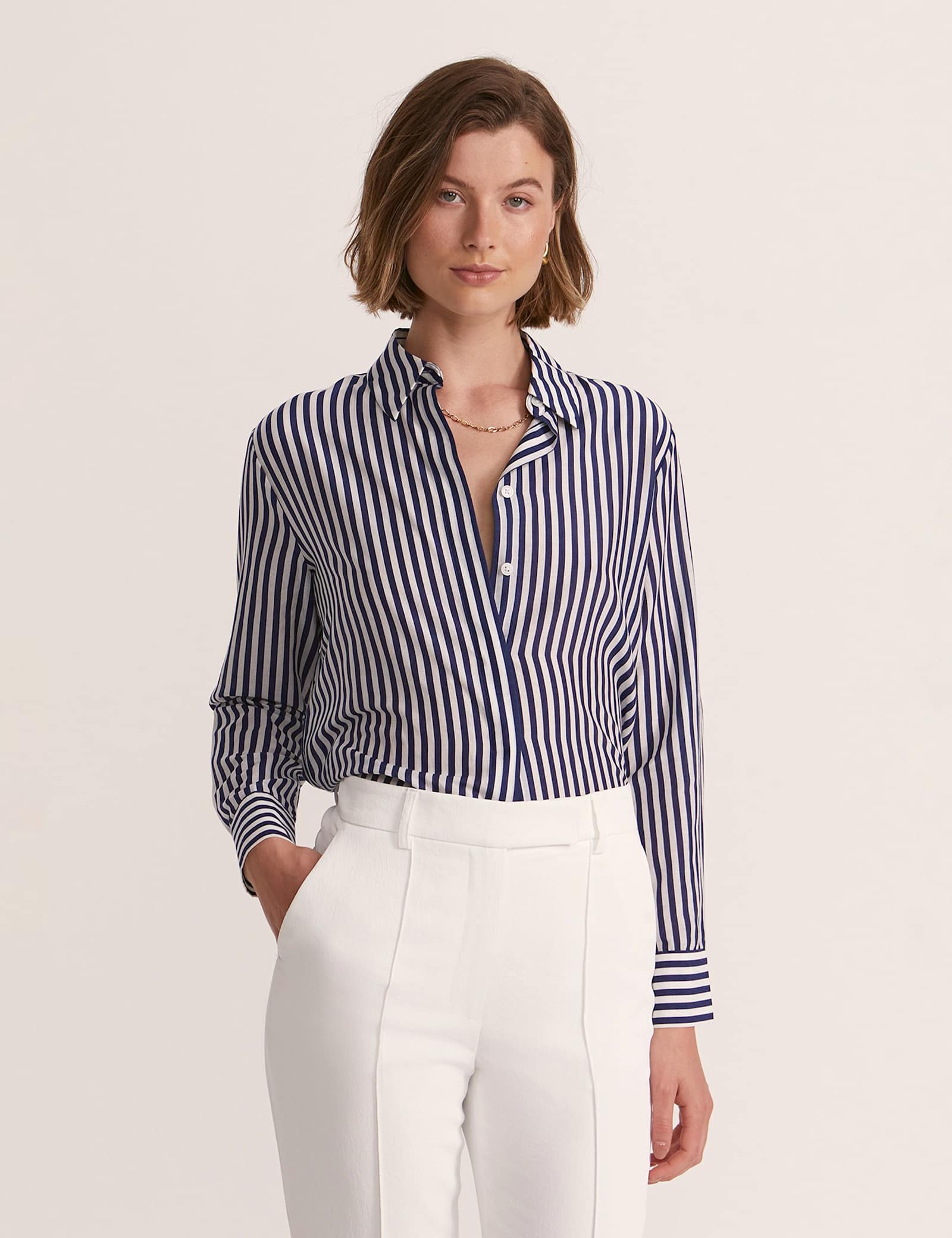 Cotton Rich Striped Shirt with Silk - image 4