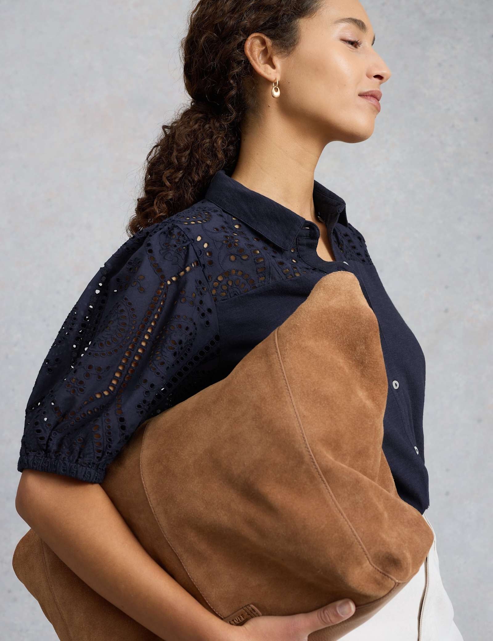 Pure Cotton Broderie Button Through Shirt - image 5