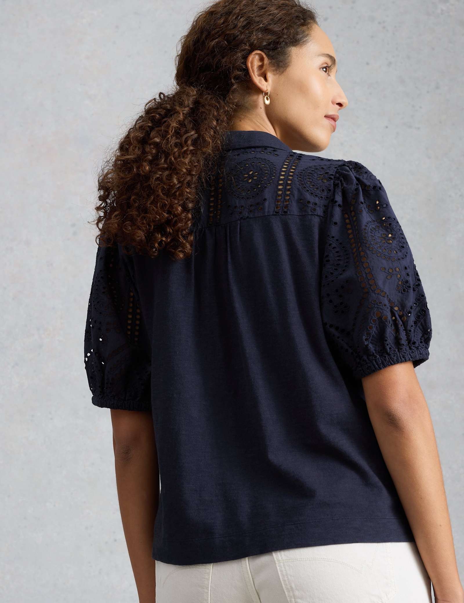 Pure Cotton Broderie Button Through Shirt - image 4