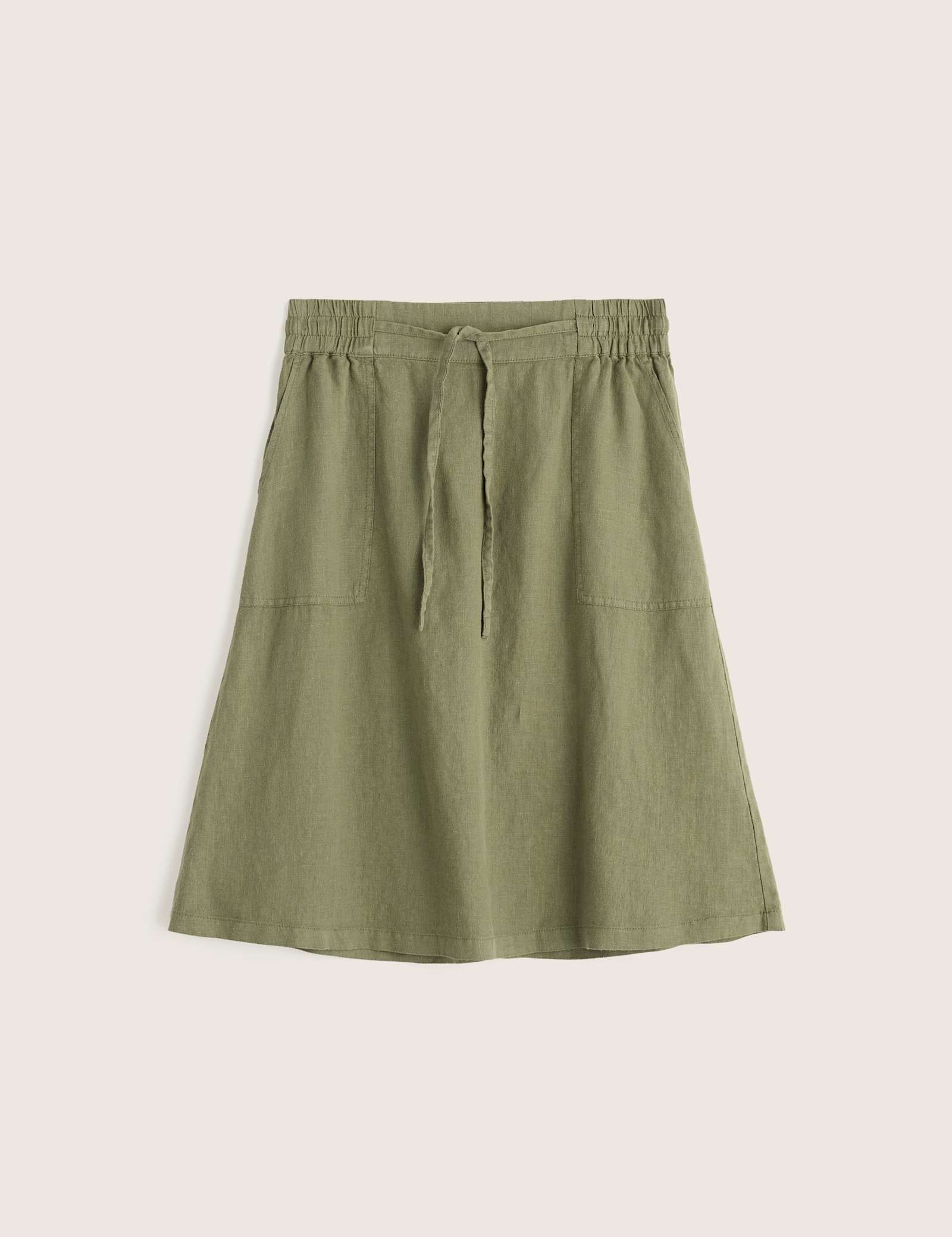 Pure Linen Patch Pocket A-Line Skirt - image 3