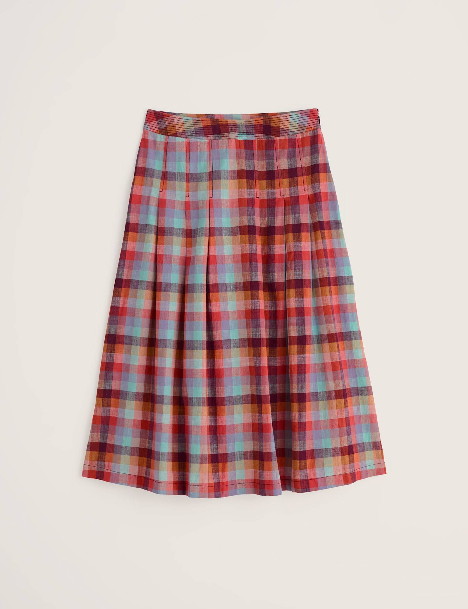 Pure Cotton Checked A-Line Midi Skirt - image 1