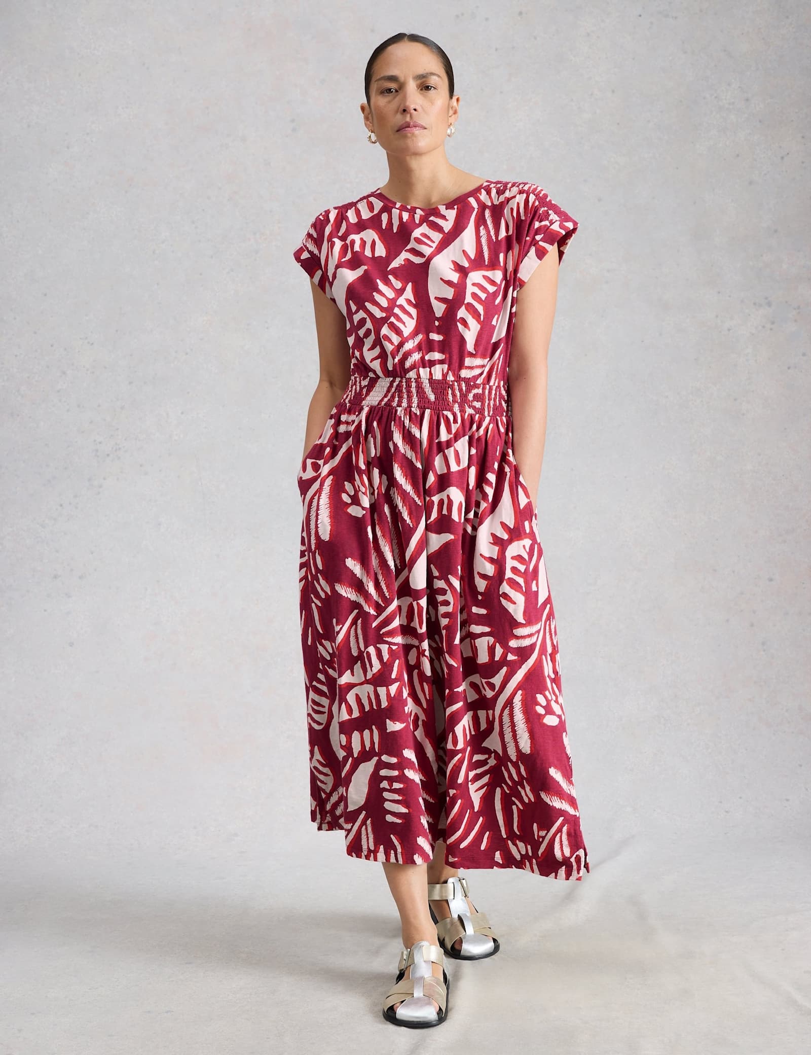 Jersey Printed Midi Waisted Dress - image 2