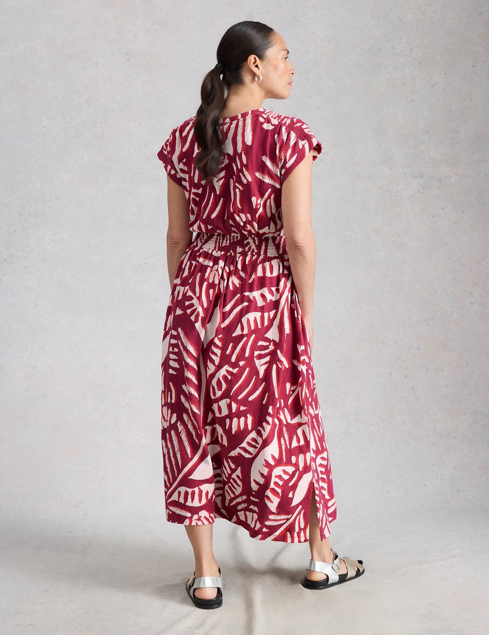 Jersey Printed Midi Waisted Dress - image 4
