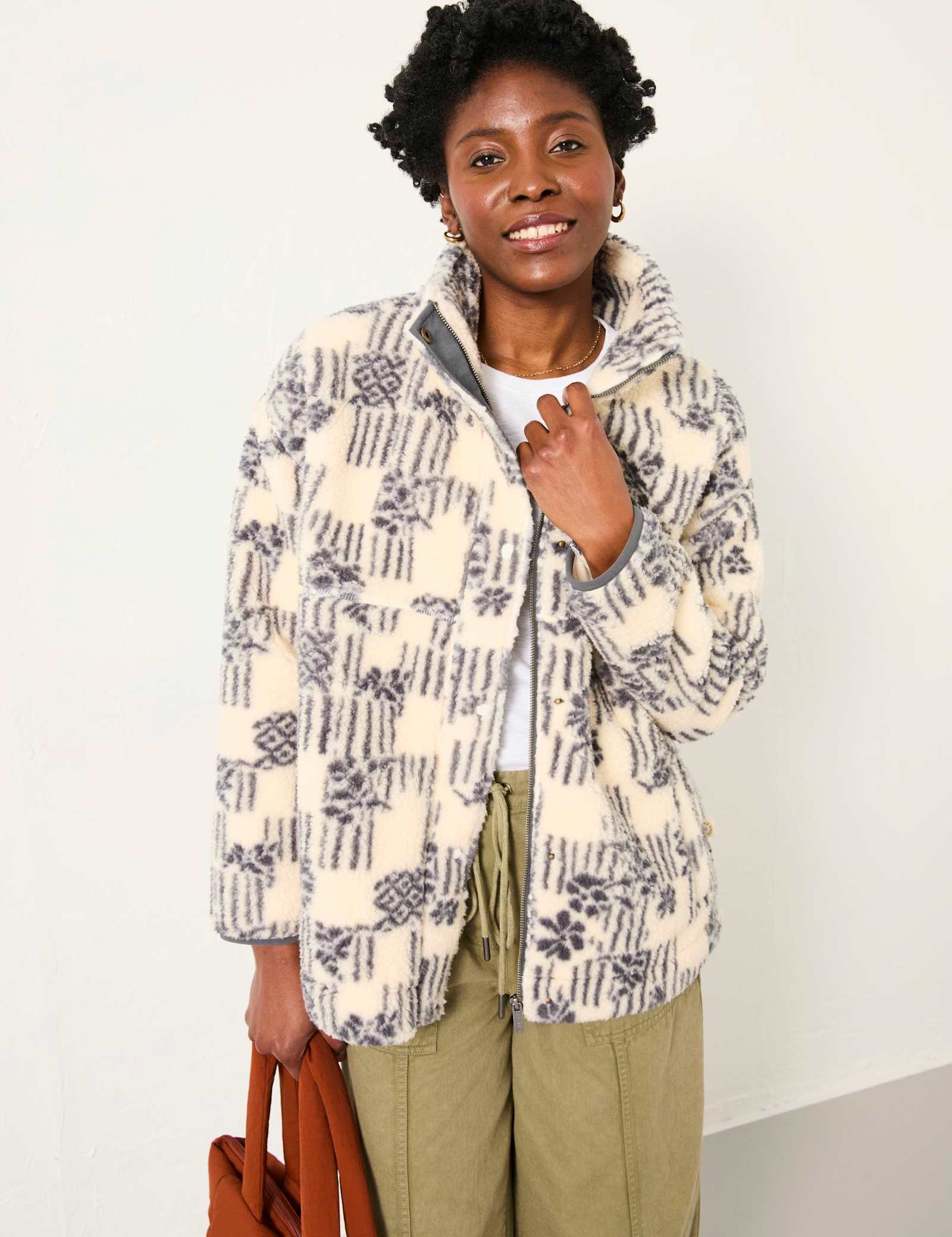 Zip Up Printed Funnel Neck Fleece - image 2