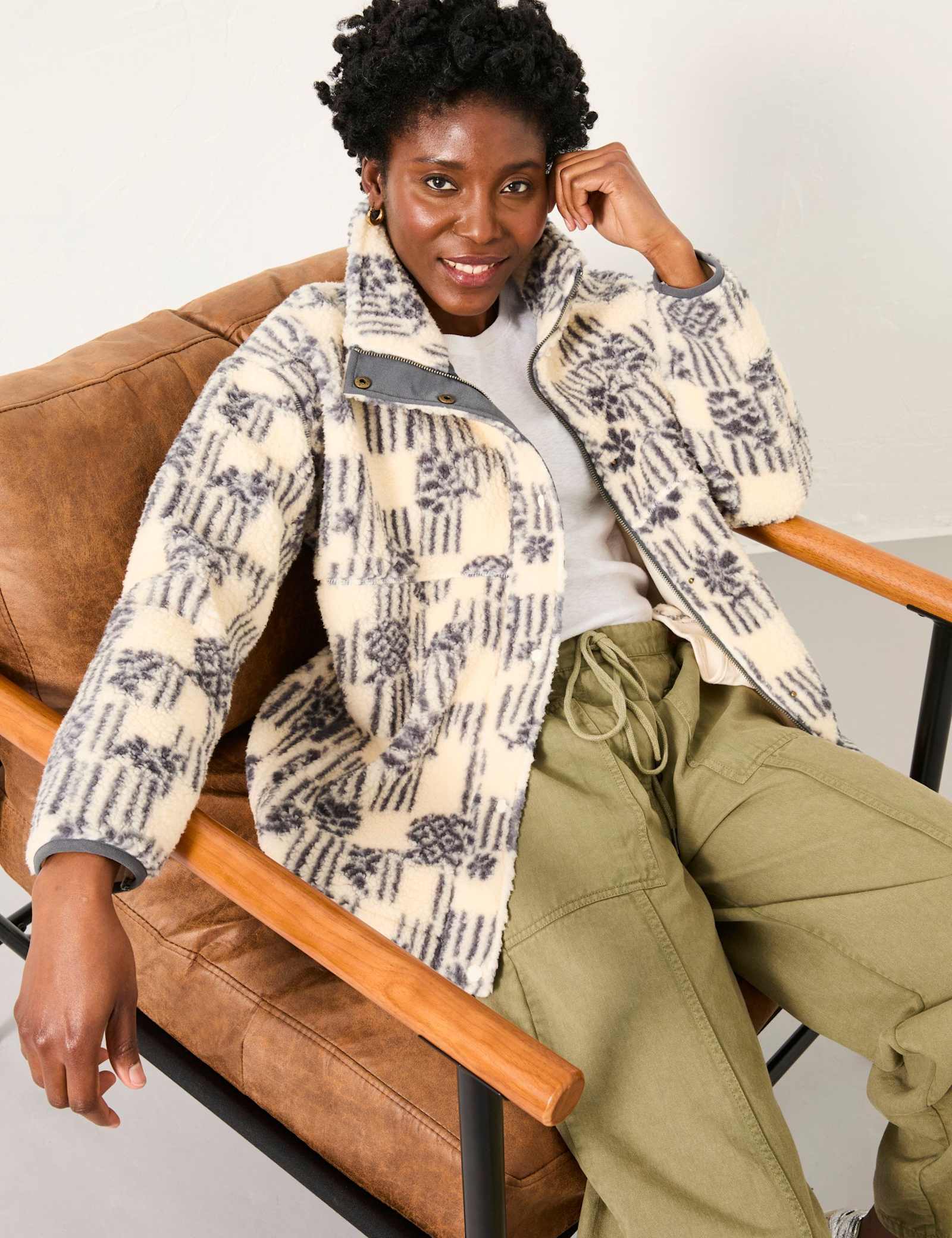 Zip Up Printed Funnel Neck Fleece - image 3