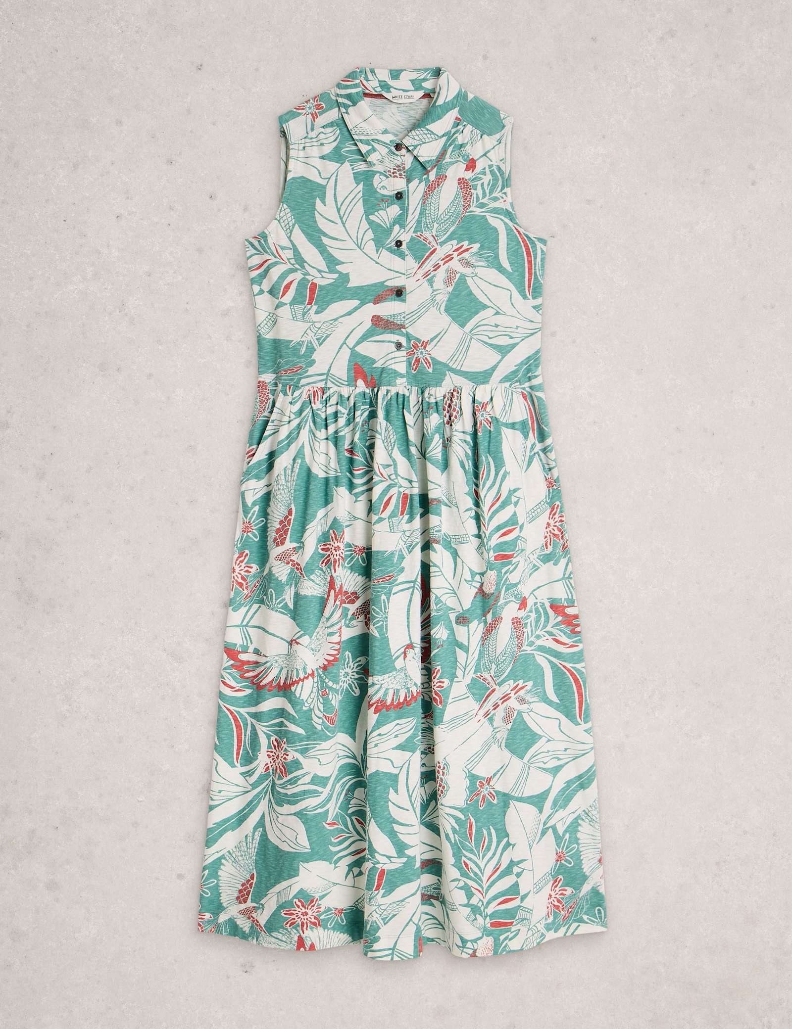 Pure Cotton Bird Print Maxi Waisted Dress - image 1