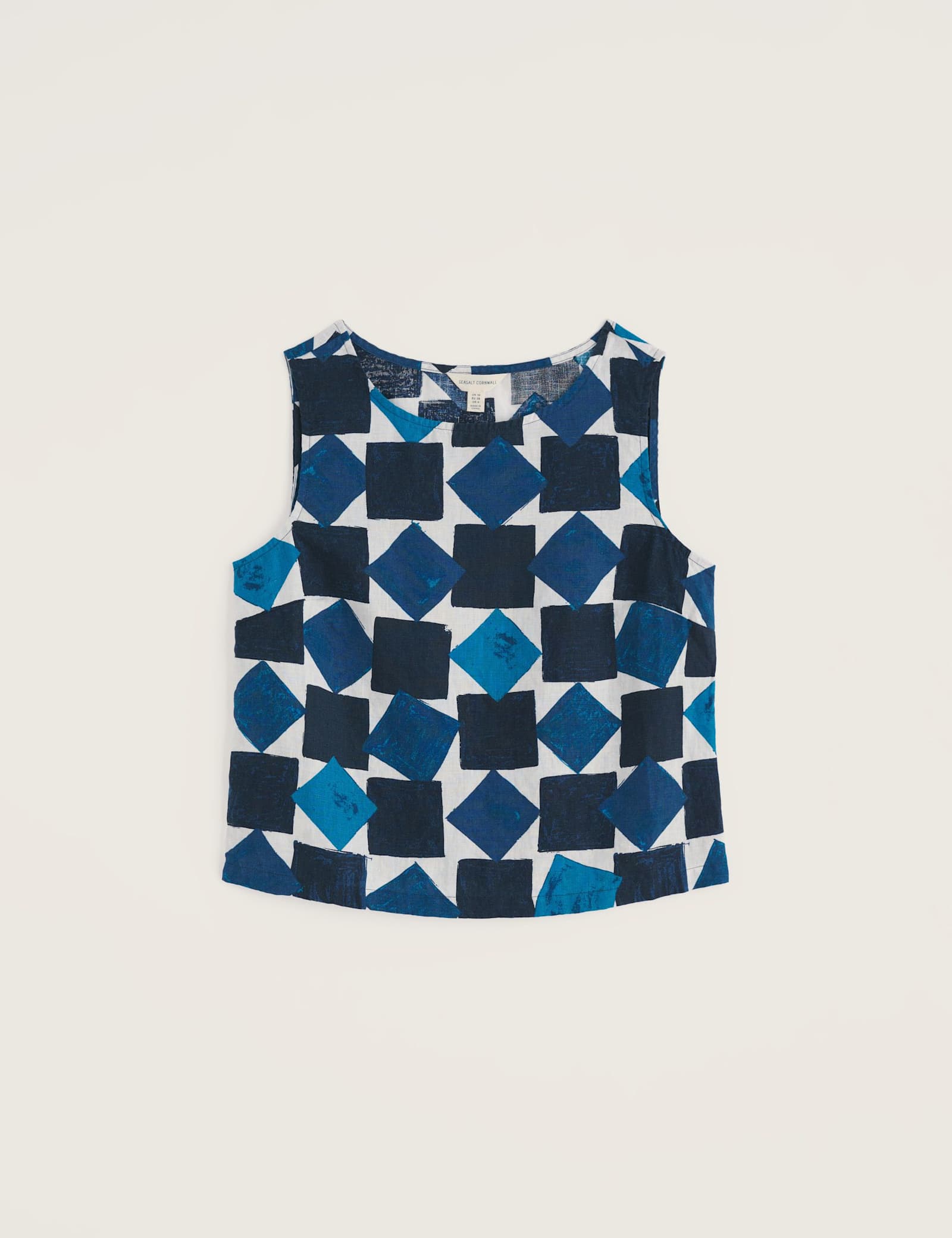 Pure Linen Geometric Print Top - image 1