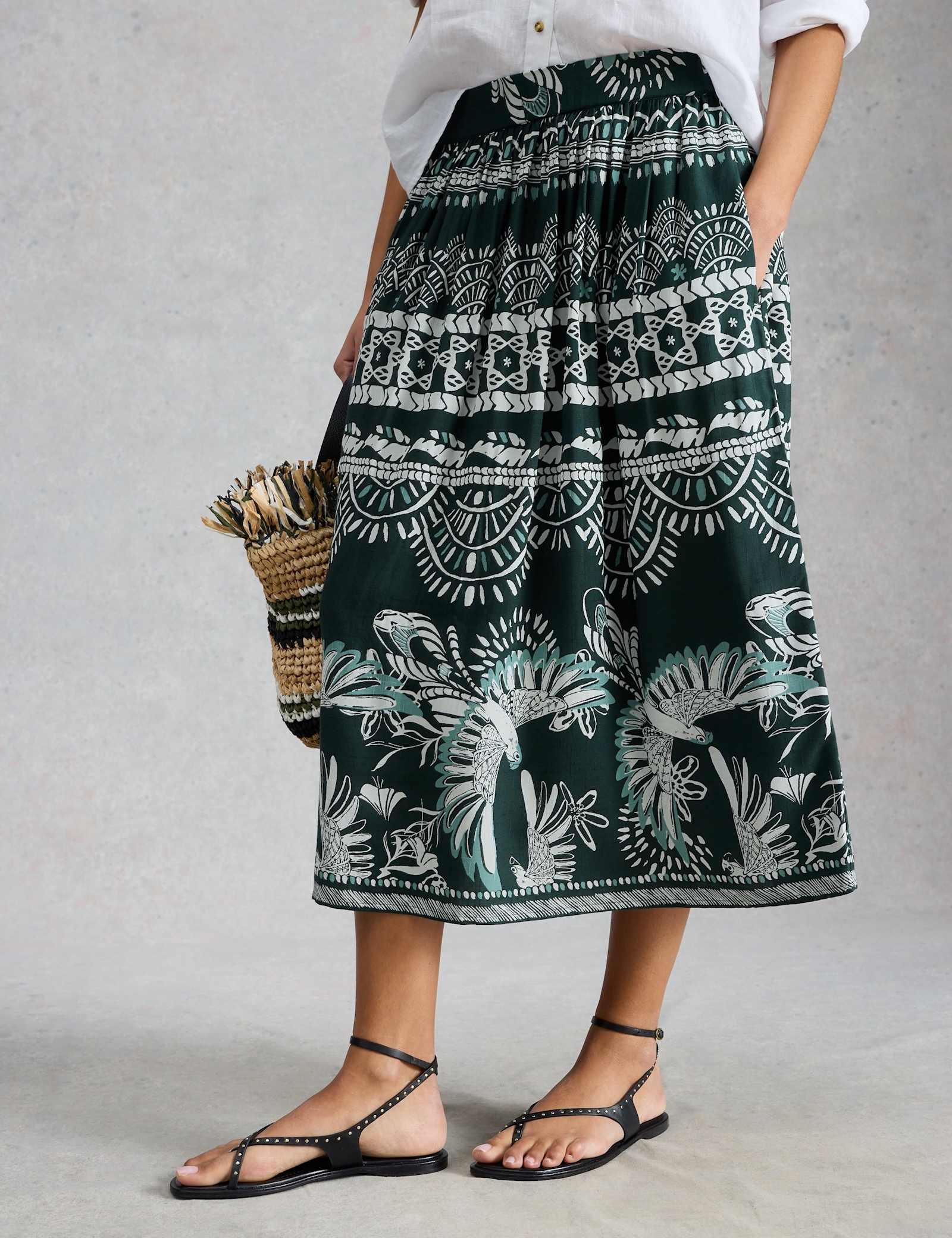 Printed Midi A-Line Skirt - image 2