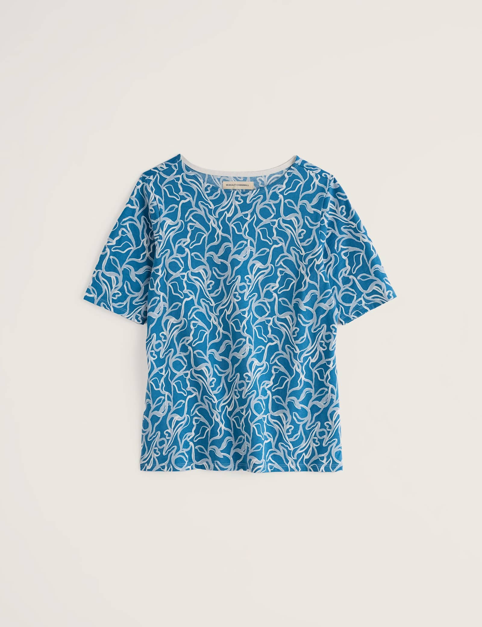 Pure Cotton Printed Slash Neck T-Shirt - image 1