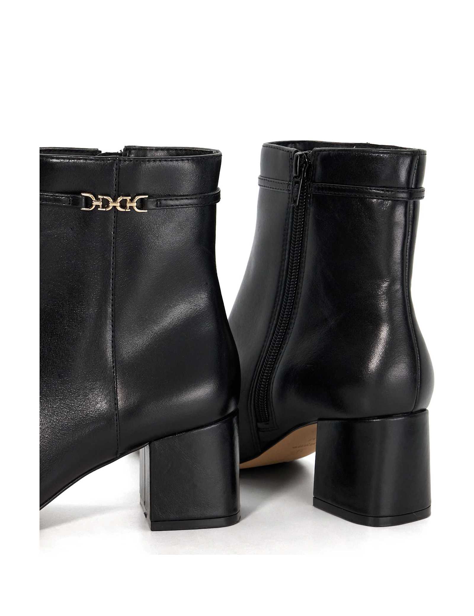Leather Chain Block Heel Ankle Boots - image 3